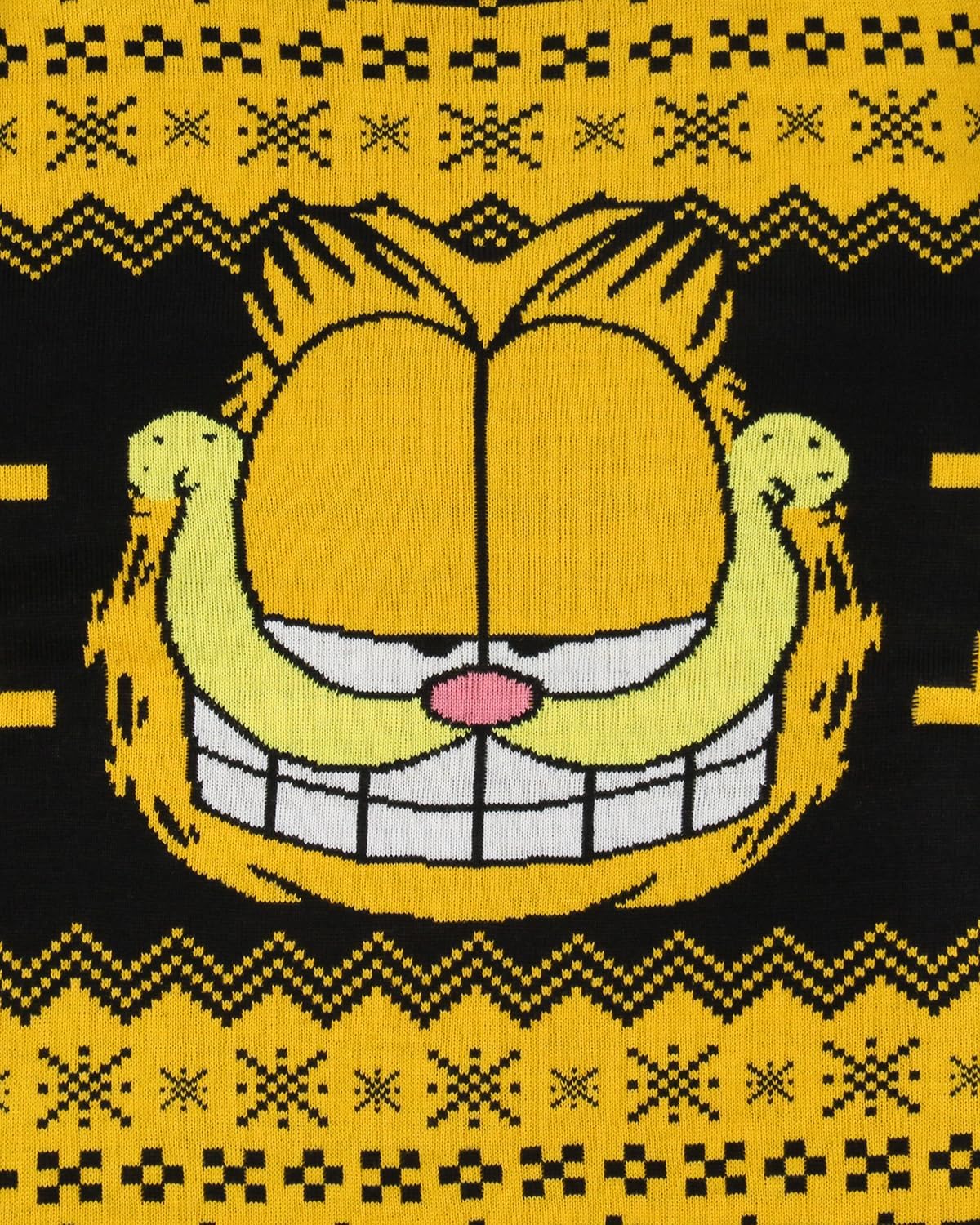 Bioworld Garfield Men's Big Grin Fair Isle Design Knit Pullover Holiday Ugly Sweater for Christmas