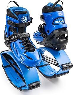 New Bounce Kids Jumping Shoes – Premium Moon Shoes for Fun & Exercise – Durable, Safe, Adjustable Fit – New & Improved Bouncing Shoes (Blue, Small (31-34 EU))