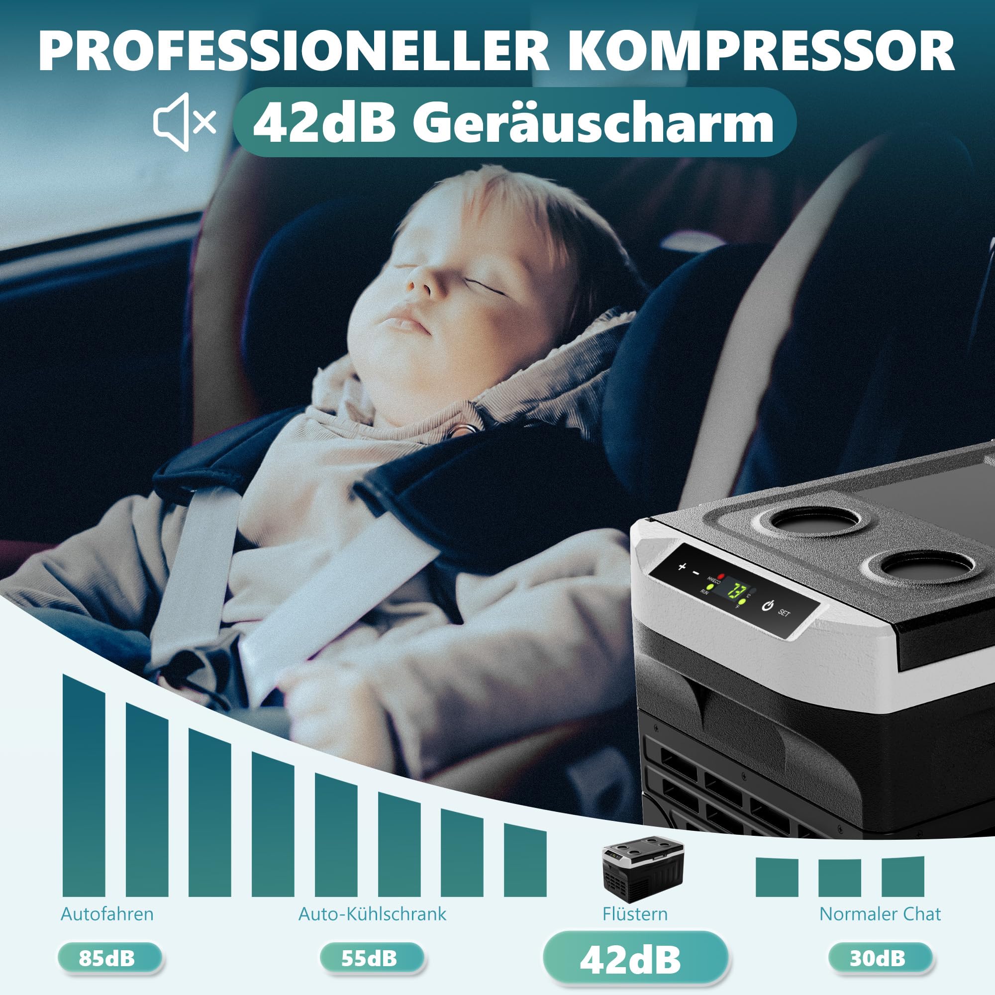 EUHOMY 21 l kompresorowa lodówka podróżna -20℃ ~ 20°C, 12 V, przenośna zamrażarka 12/24 V DC 220-240 V AC, ze sterowaniem za pomocą aplikacji, na kemping, w podróży, ciężarówce, domu
