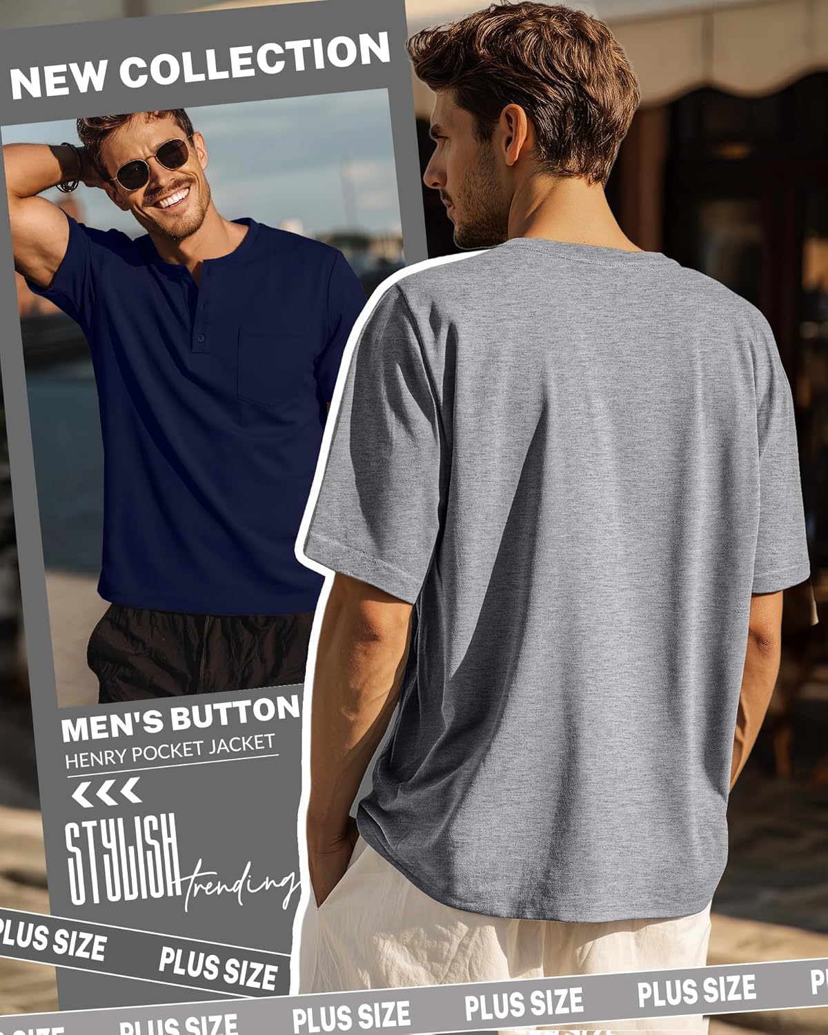 Neer 3 Pack Men's Big and Tall Henley T-Shirts, Short Sleeve Pocket Oversized Tops Casual Summer Soft Loose Basic Tees