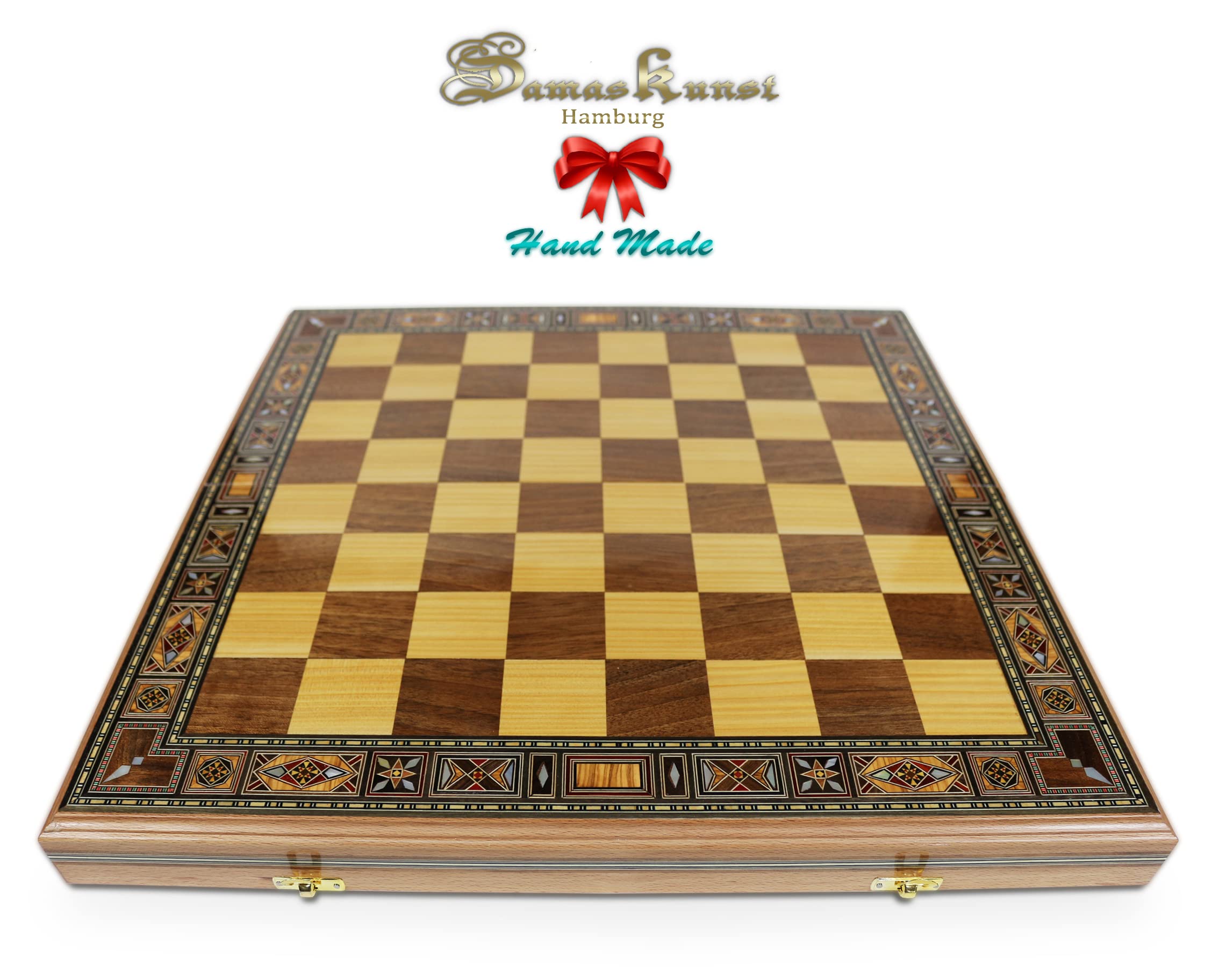 50 x 50 cm, l'originale legno Backgammon Tavla/Gioco di scacchi/DAMA Board BK 510F con 30 pietre di backgammon in legno, e con personaggi di scacchi KH 97 mm
