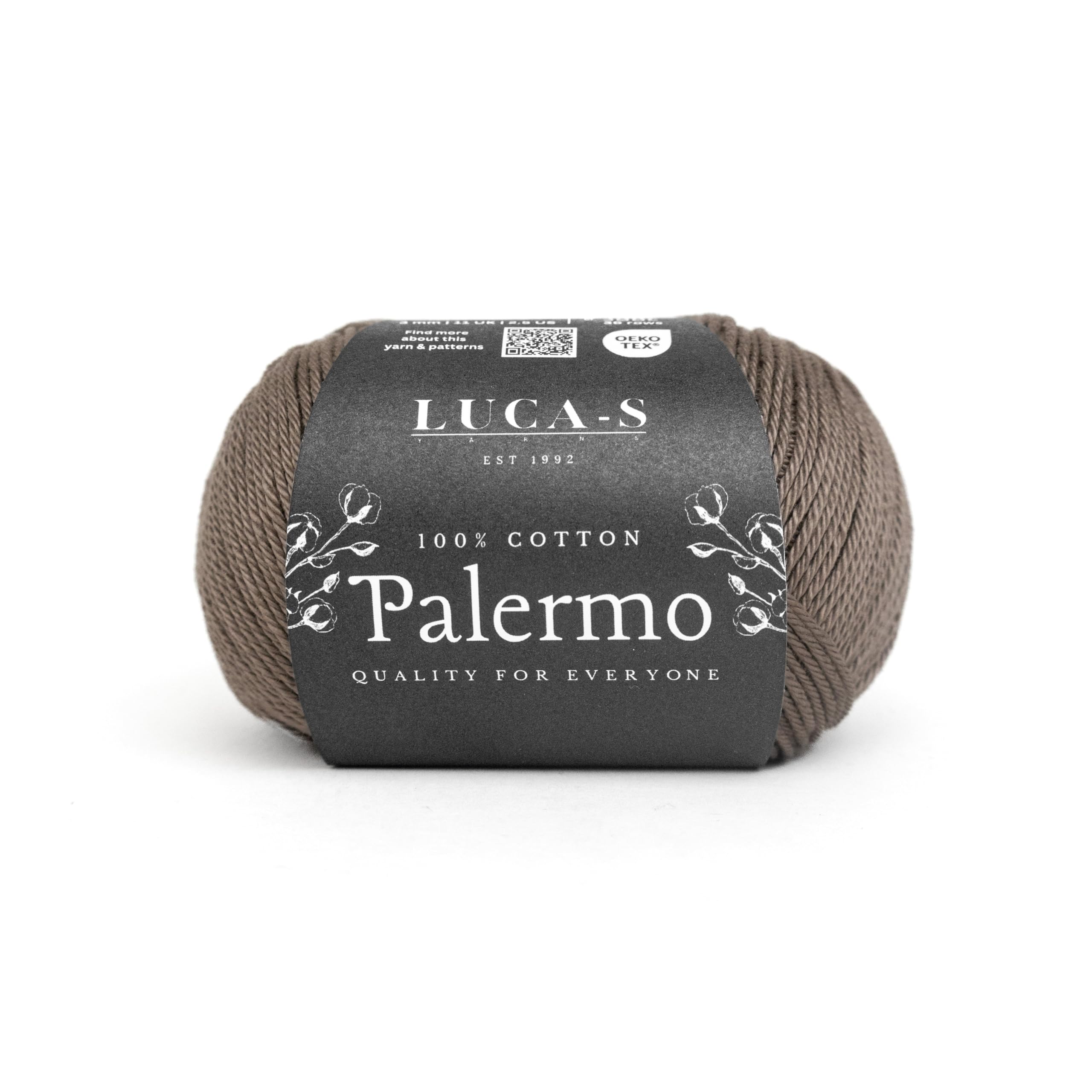 Luca-S Palermo 100% Mercerised Cotton Yarn, Oeko-Tex Certified Giza Cotton, 50g (1.8oz) 125m (136 Yards) - Knitting and Crochet Cotton Yarn, Durable Amigurumi & Baby Project Cotton