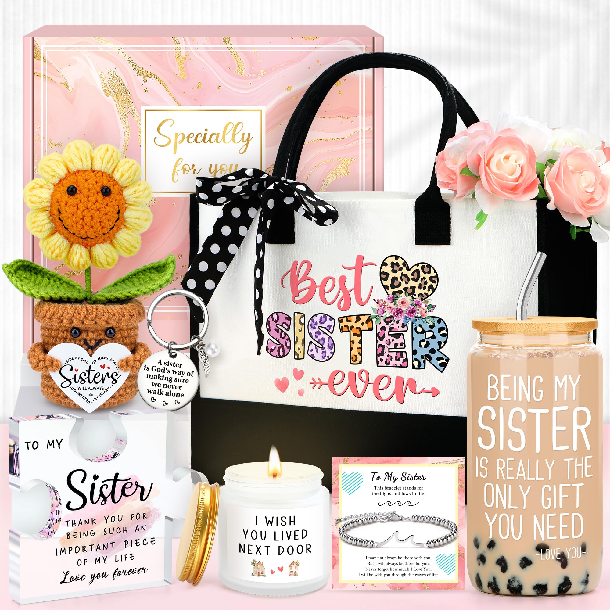 Sisters Gifts from Sister Birthday Gifts for Sister Adult Cool Present Ideas for Women from Brother Unique Christmas Happy Birthday Gift Basket Funny Gift for Older Little Sisters Who Has Everything