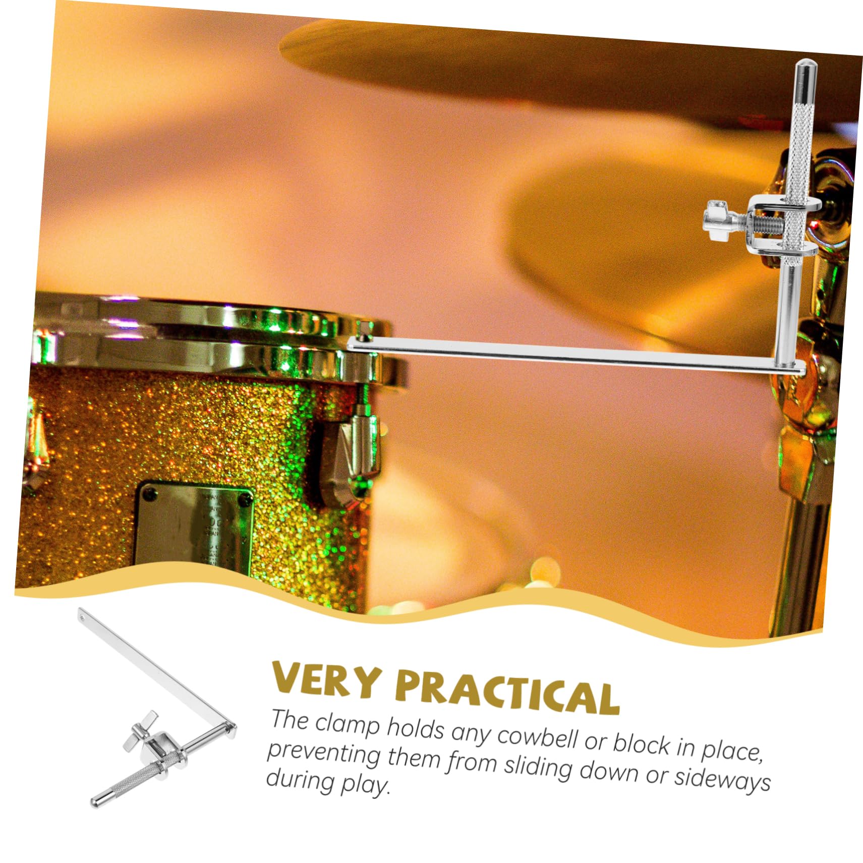 Toddmomy Drum Kit Cowbell Holder Snare Drum Stand Accessories Metal Clamp Drum Hardware Sturdy Bracket Replacement Part