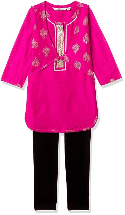 Girls' A-Line Regular Fit Cotton Salwar Suit Set