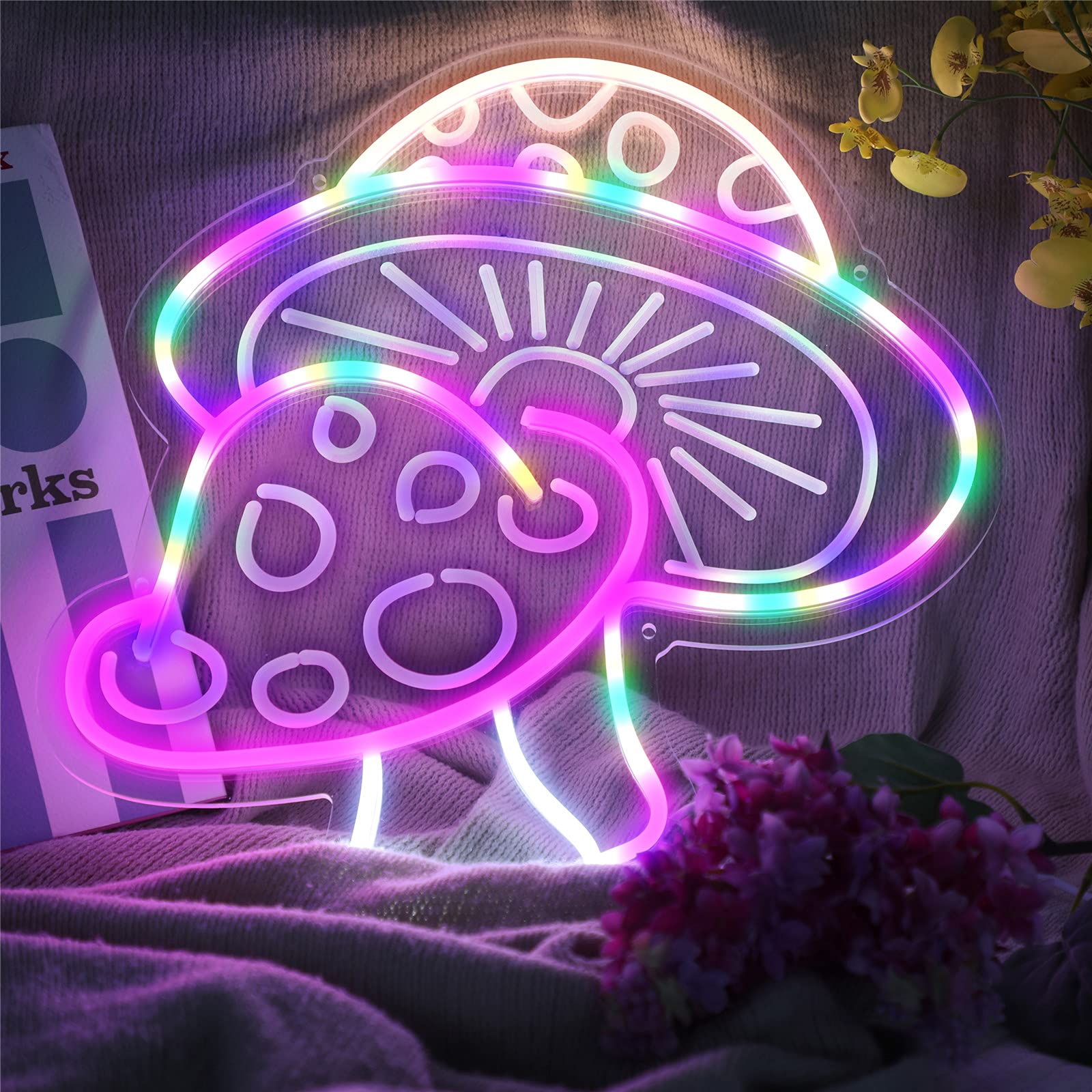 Buy ATOLS Mushroom Large Neon Sign for Wall Decor, Reusable Mushroom