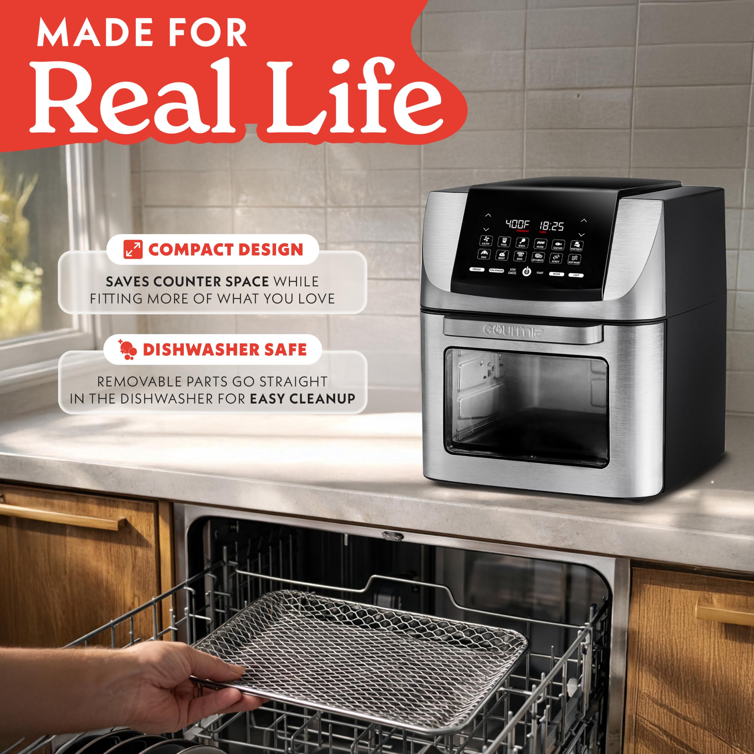 Gourmia Airfryer Fogão de grelha multifuncional com display