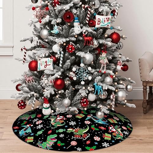 Miniatura 5 de Falda de árbol de dinosaurio para el día de San Valentín, 36 pulgadas, bonita decoración de dinosaurio de Navidad para árbol, tapete de Navidad de