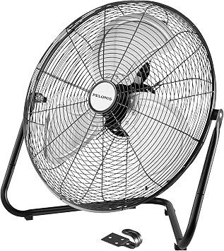 Pelonis Fan 20 Inch Floor Fan | Heavy Duty All Metal High Velocity Floor Fan with 3-Speeds| Adjustable Tilting Head | Quickmount Bracket for Home, Industrial, and Commercial Use