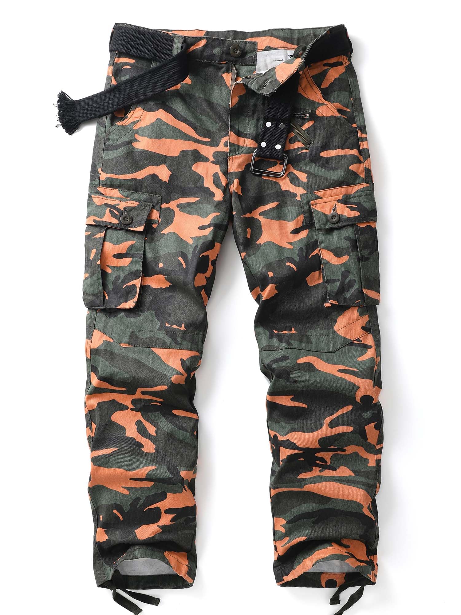 AKHIKING Men's Camo BDU Cargo Tactical Ripstop Casual Lightweight Baggy Combat 100% Cotton Pants with 8 Pockets(No Belt)
