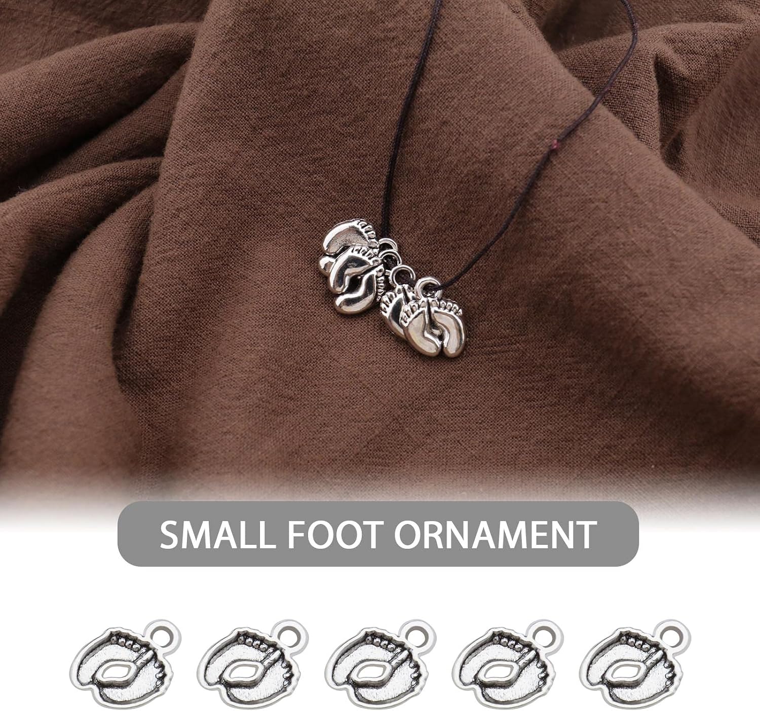 Create idea 100Pcs Feet Footprint Charms Baby Feet Footprint Pendants Vintage Metal Footprint Charms Pendant Decorative Accessories for DIY Jewelry Making Silver image 2
