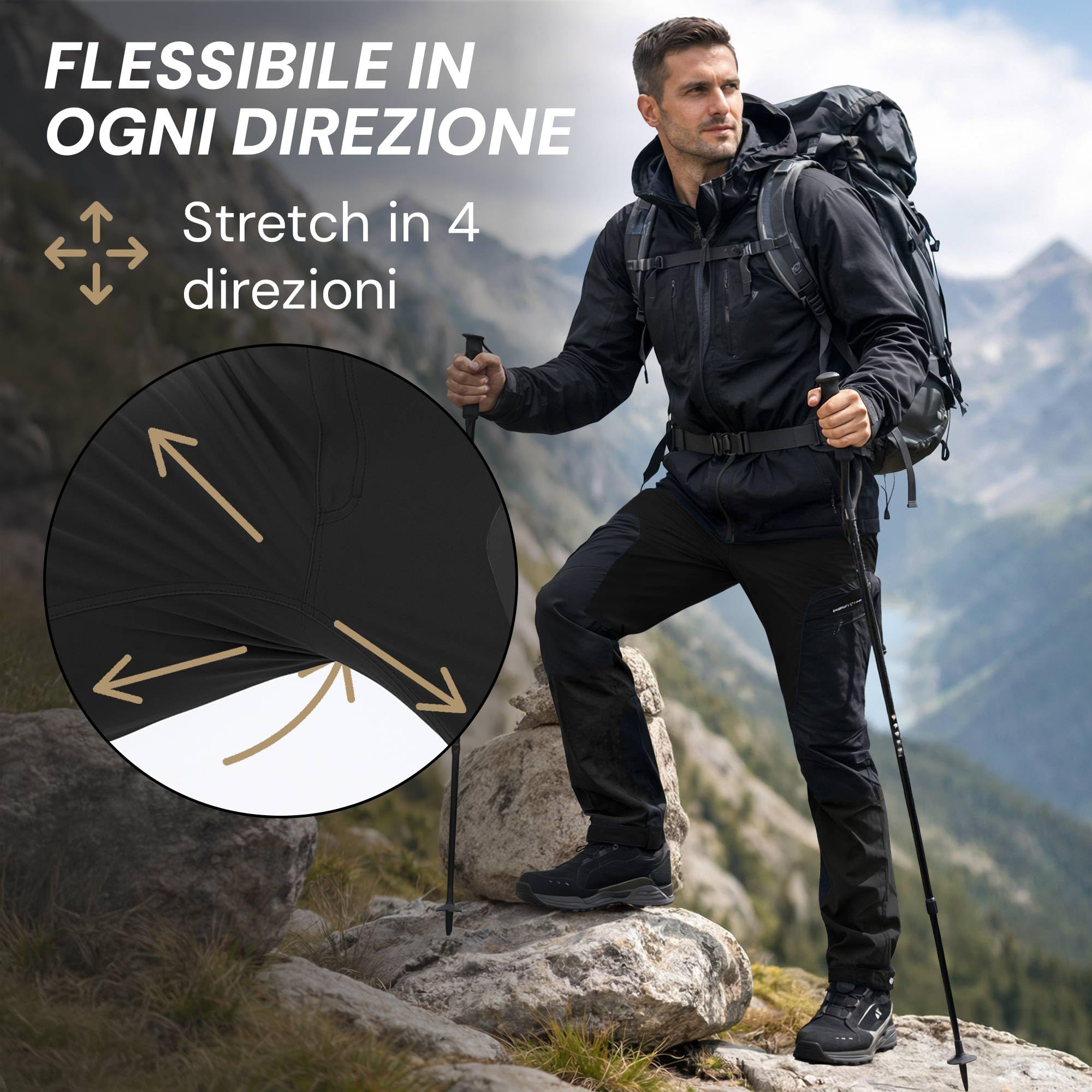 PUMA Workwear Pro-One Adventure Outdoor Pantaloni da trekking da uomo, ideali per arrampicata, alpinismo, parkour e molto altro ancora, flessibili, rinforzati e resistenti, pantaloni da uomo, Nero ,