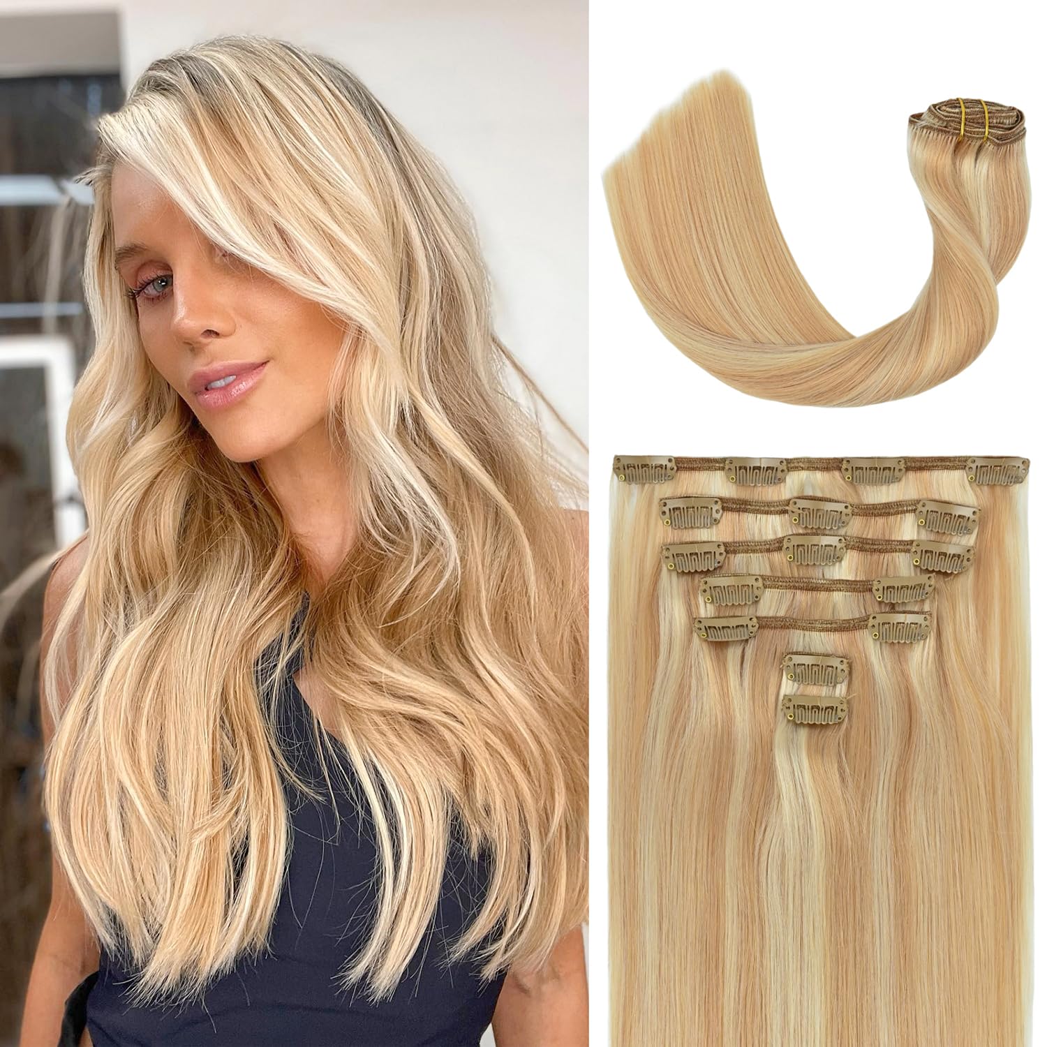 WindTouch Clip in Hair Extensions Human Hair, 15 Inch 75g #4 Medium Brown Hair Extensions for Women Real Human Hair Clip in, Remy Human Hair Extensions Clip ins, Soft Natural Straight — view 72
