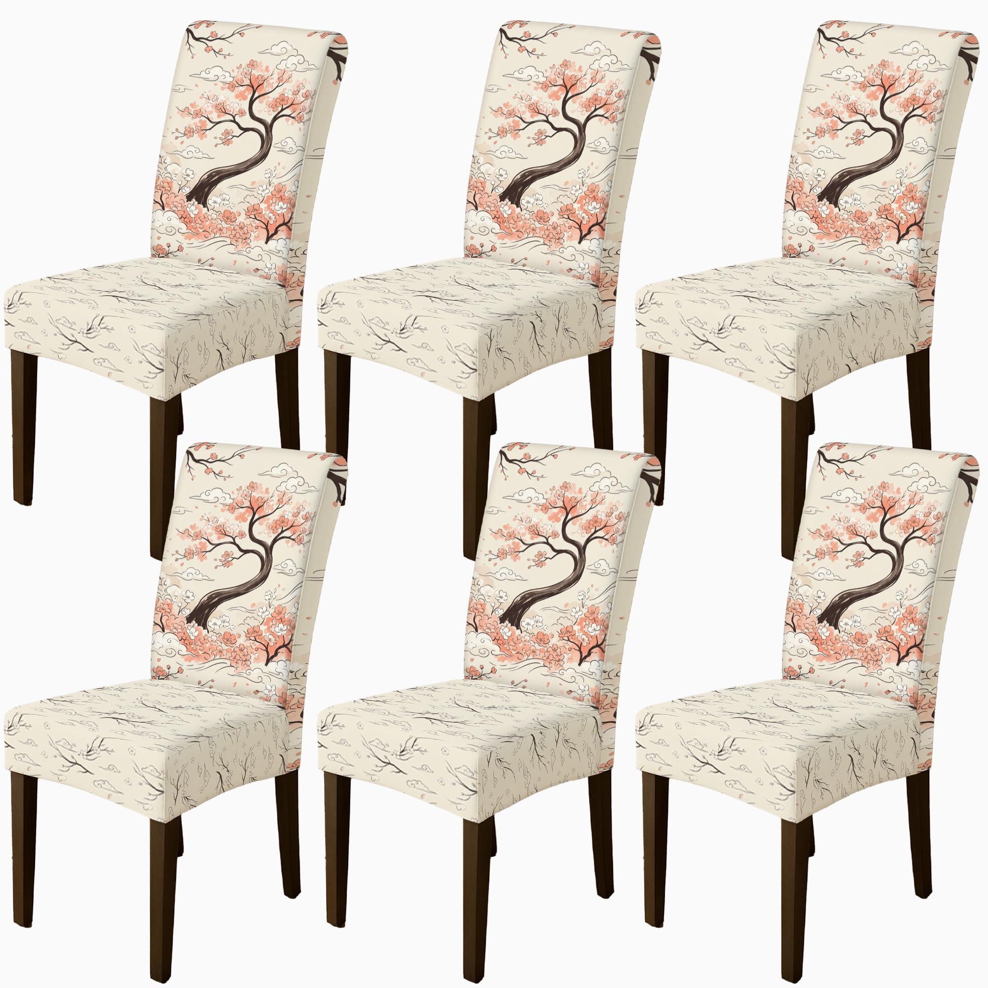Housses de chaise de salle à manger extensibles lot de 6 lavables pour décoration de cuisine