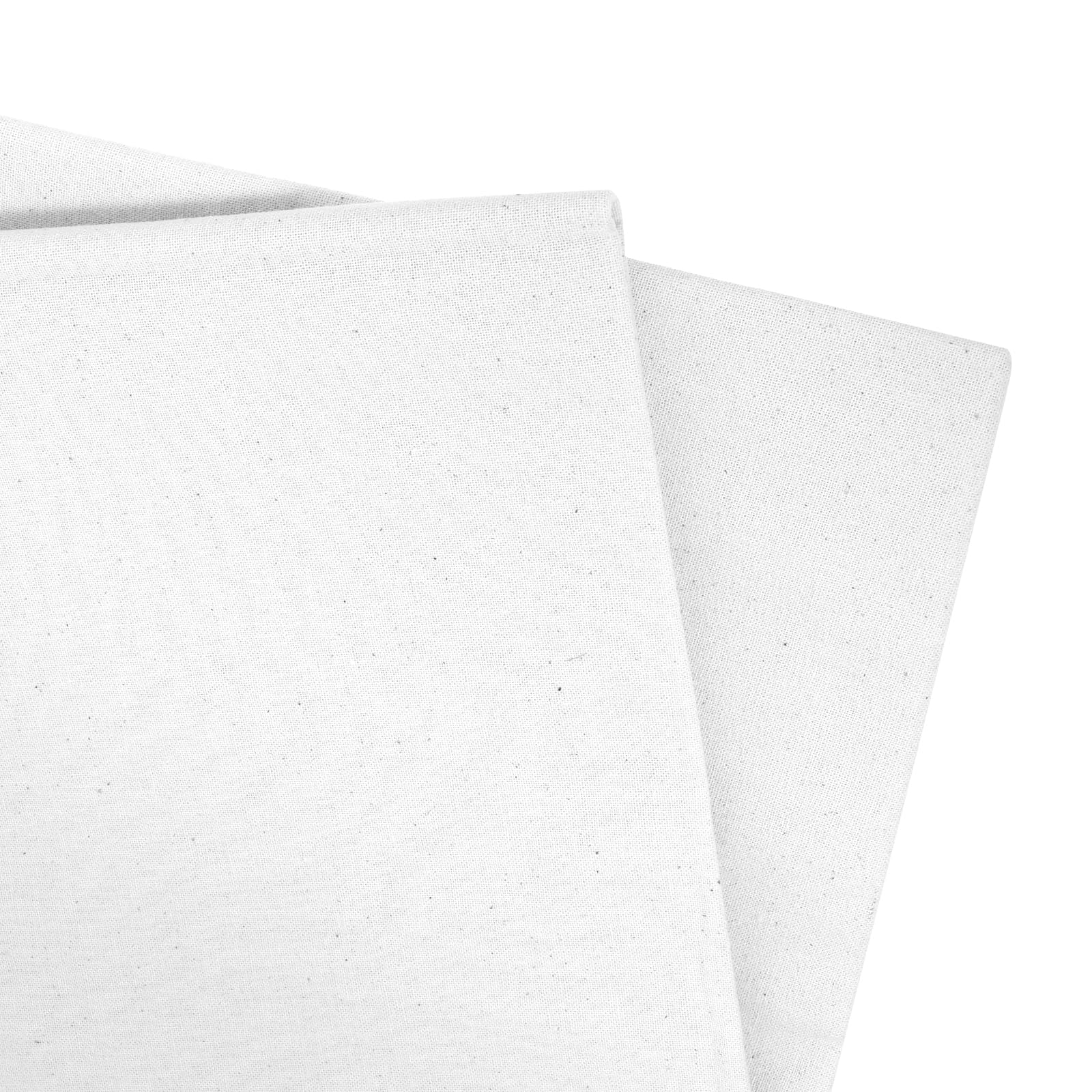 Cotton Linen Fabric, 160 x 50cm Nature Unbleached Calico Fabric, Plain Solid Color Muslin Cloth Embroidery Material for Sewing Tie-Dyeing Handicraft Making, White