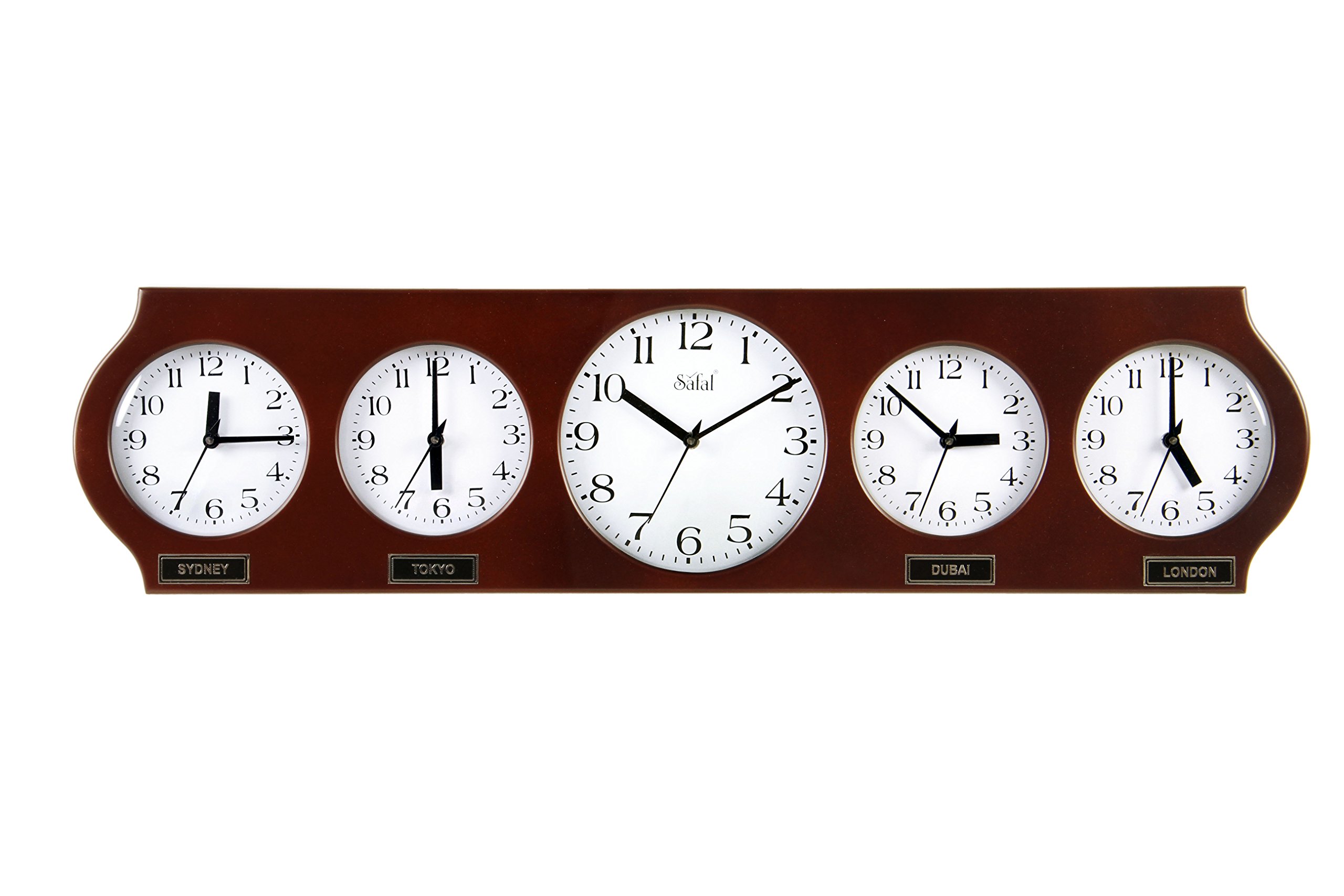 Safal Wooden World Timer Analog Clock (Sq 1079, Brown, 86.36 Cm X 21.59 Cm)-image-37