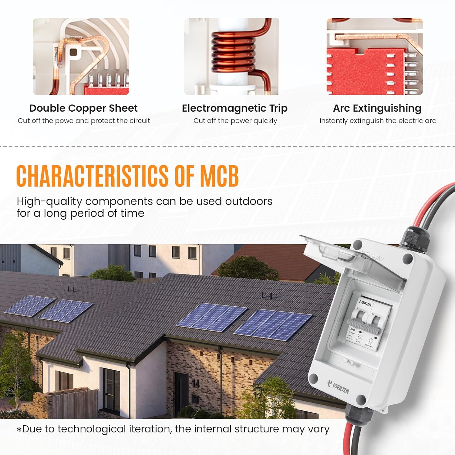 Solar Panel Disconnect Switch 1000V DC/AC 60A PV Disconnect Switch Outdoor Miniature Circuit Breaker IP65 More Space Quick Installation for Solar PV Array Homes Battery (1000V 60 Amp)