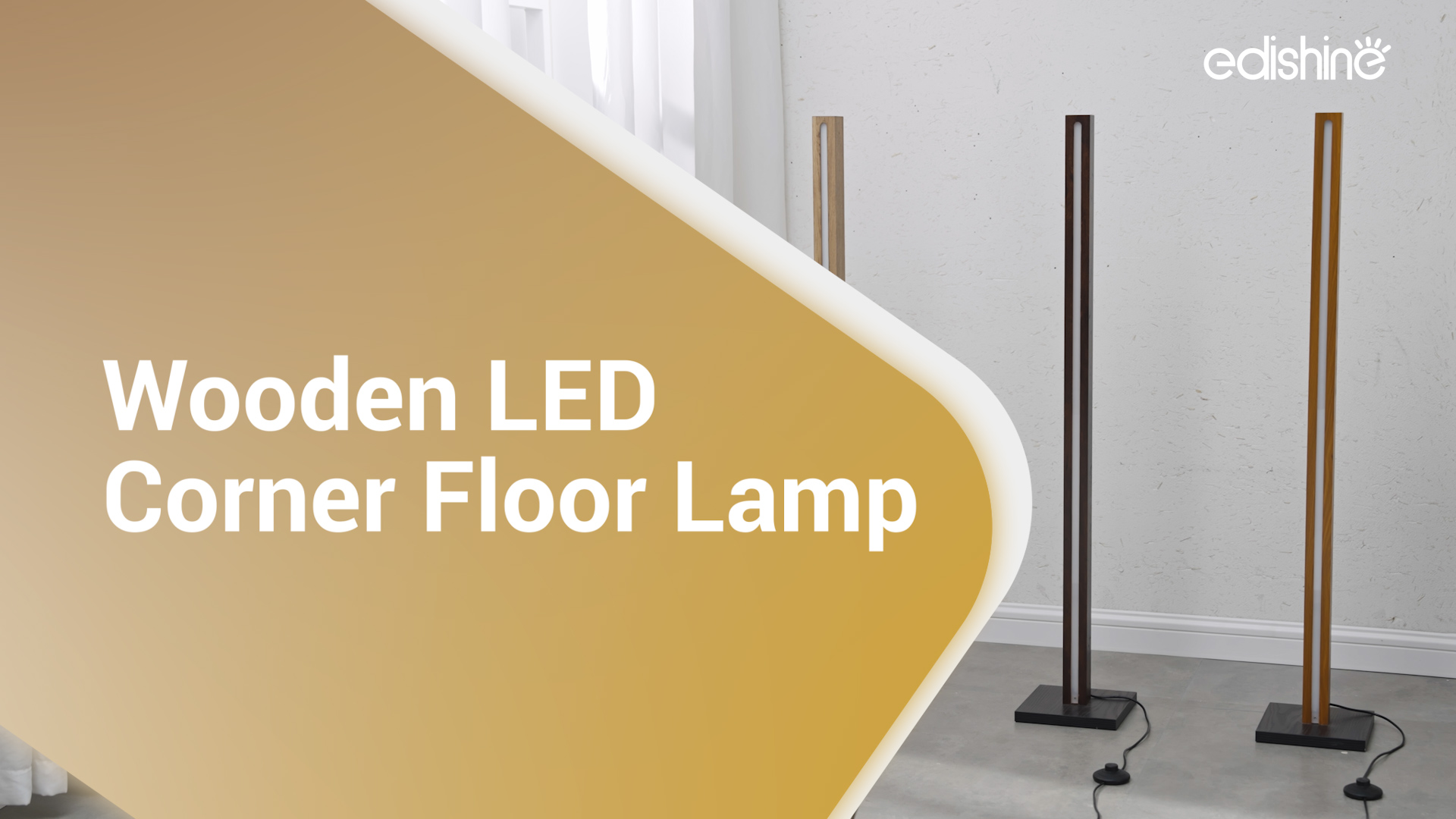 EDISHINE Wood LED Corner Floor Lamp, Modern Dimmable Light