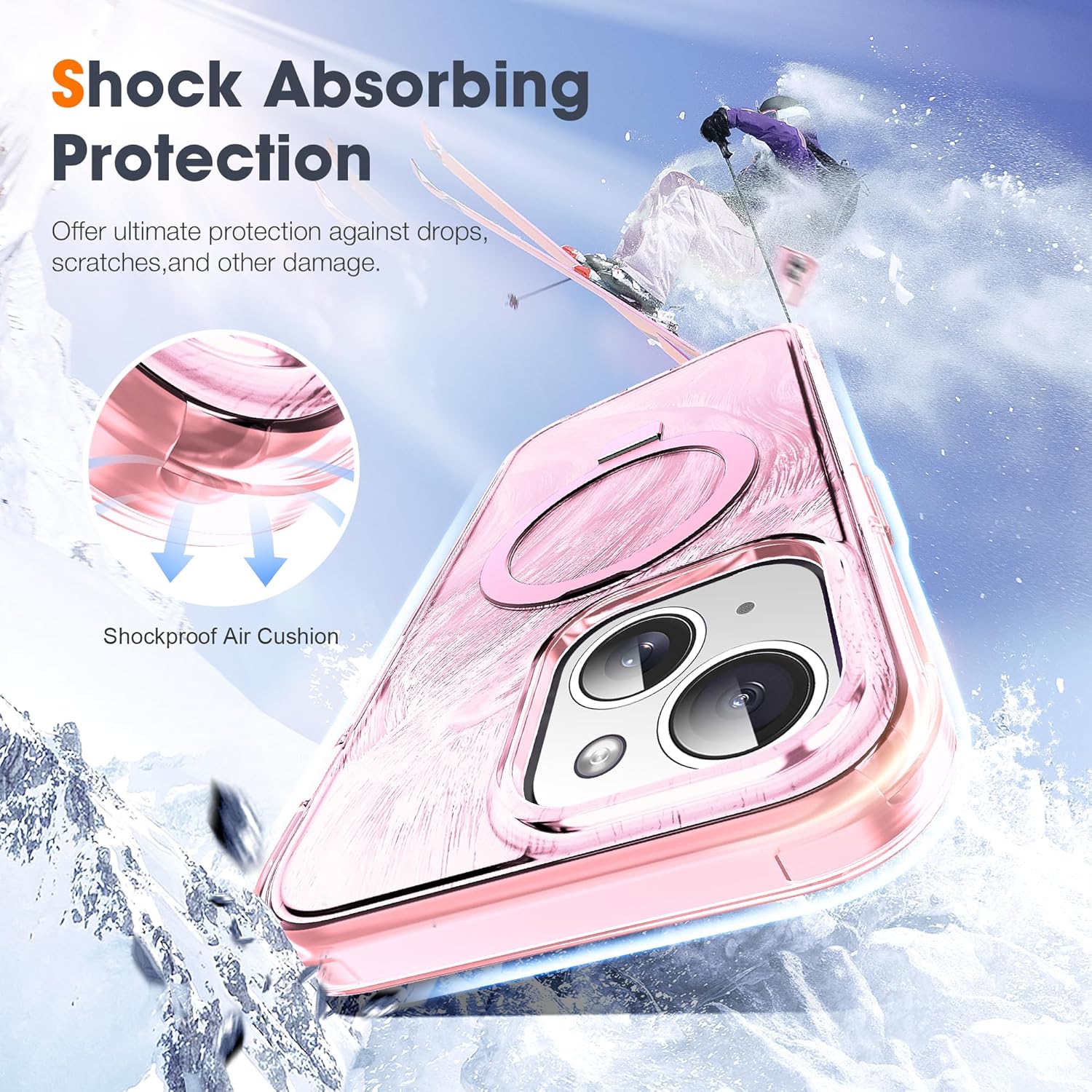 Compatible with iPhone 14 Plus Case with Magnetic Stand Compatible with Mag-Safe, Laser Aesthetics Phone Case with Built-in Screen Plustector for iPhone 14 Plus, Pink