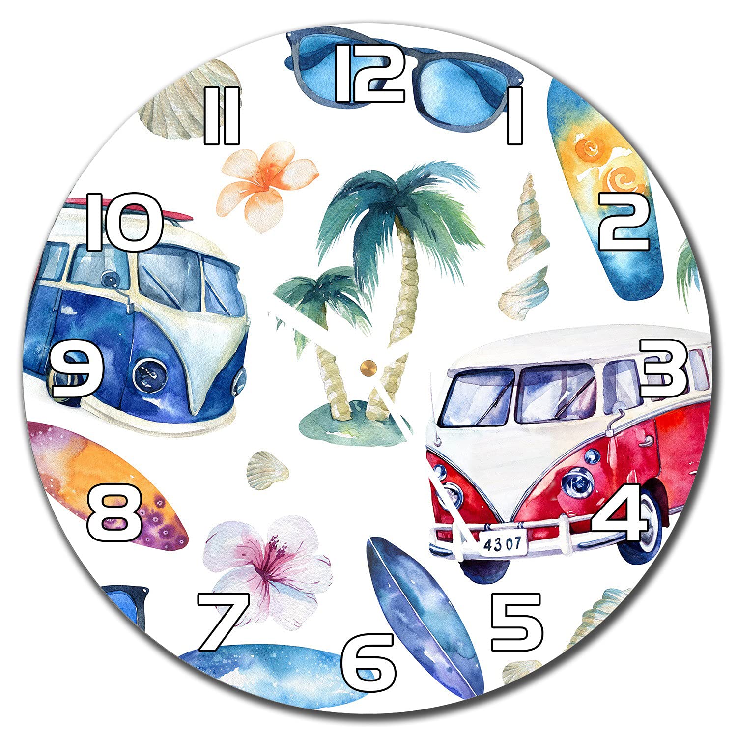 Horloge en Verre 30 cm Coloray Silencieuse et Lisible pour Salon