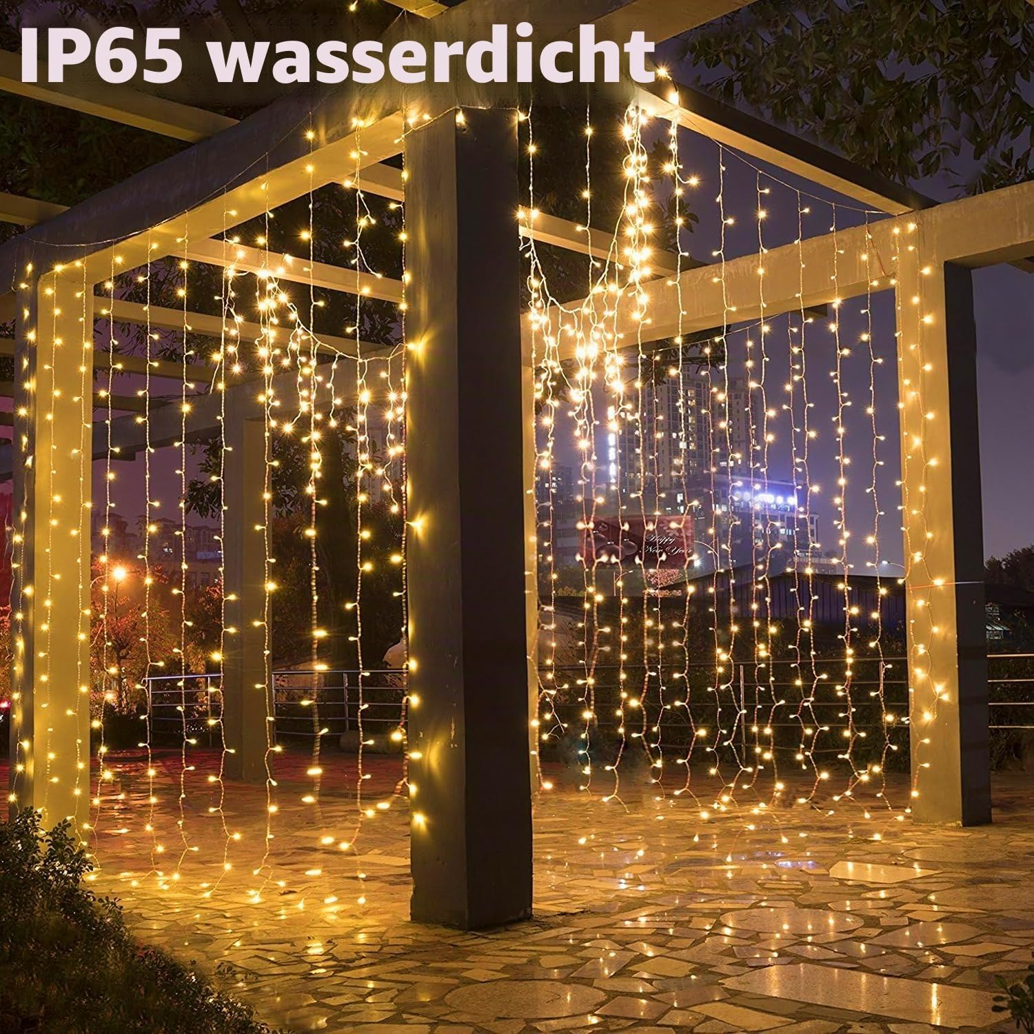 Cozymeow 2 Stück Lichtervorhang Aussen 6x3m 600 LED Lichterketten Vorhang | Stecker, Timer, 8 Modi, Wasserdicht Lichtervorhang Wand Balkon Pavillon Terrassen Hochzeit Weihnachten Geschäftlich Deko