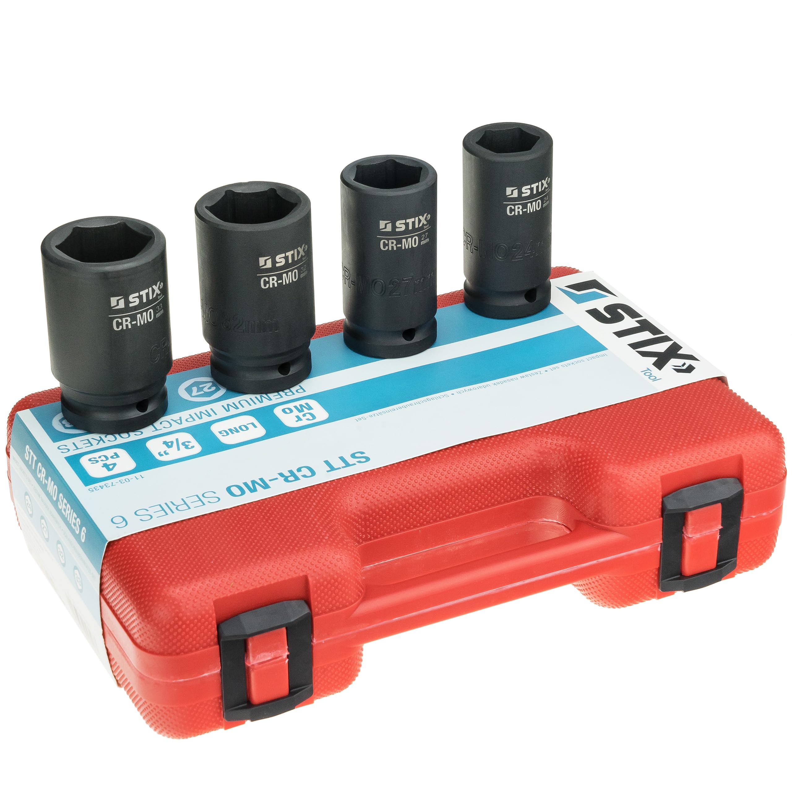 Avvitatore ad aria compressa 3/4" 2200 Nm + 4 bussole a percussione – Set professionale per camion e officina, meccanismo a doppio martello, dadi CR-MO