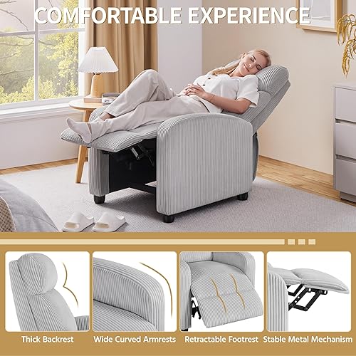 Miniatura 149 de Yaheetech - Sillón reclinable, moderno sofá reclinable individual, asientos de cine en casa Negro -,Beige,Marrón,Gris,Beige Bronceado,Azul,Rojo