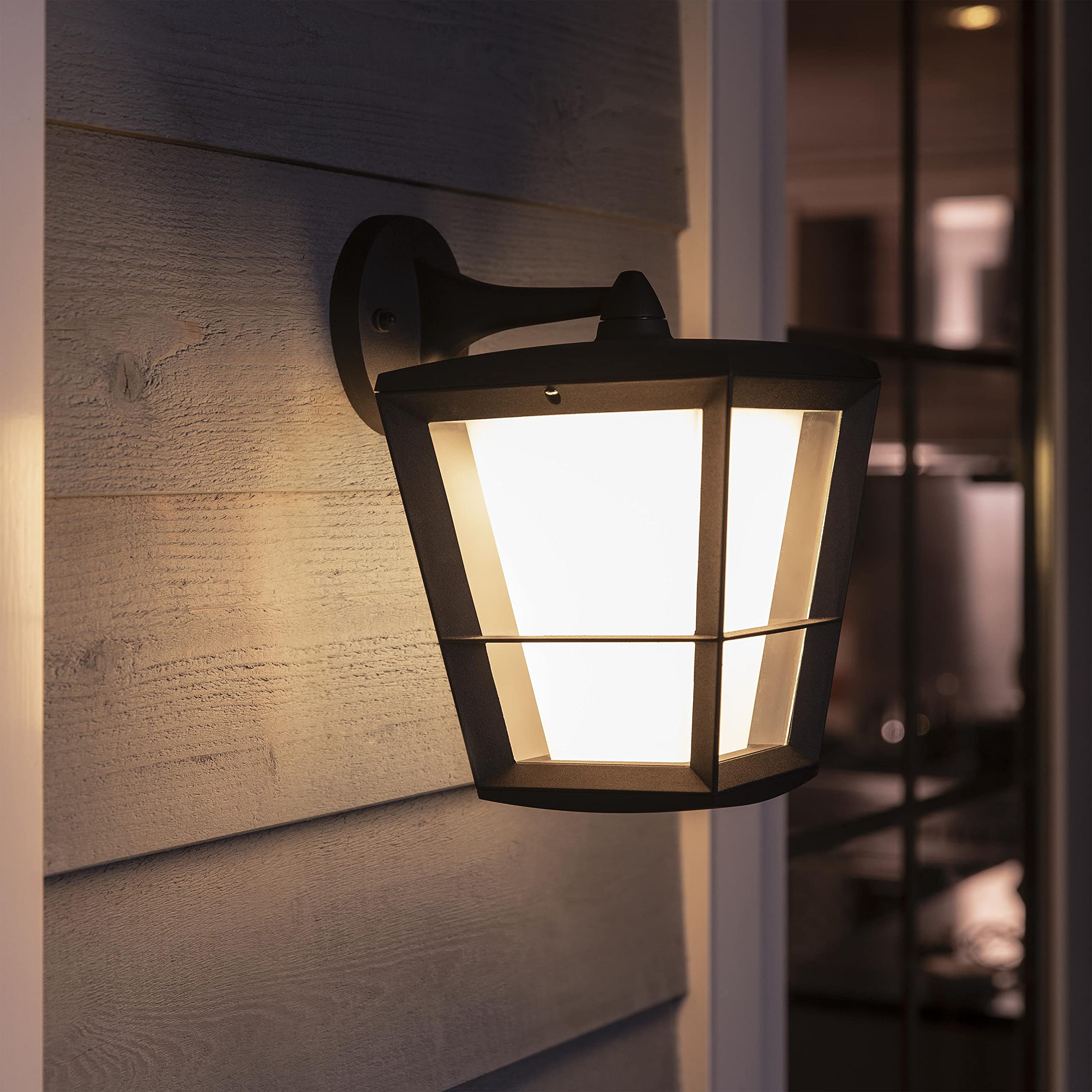Philips Hue White and Color Ambiance Econic, Lampada Smart LED da Parete per Esterni (Down), Dimmerabile, Led Integrato, 15W, Nero