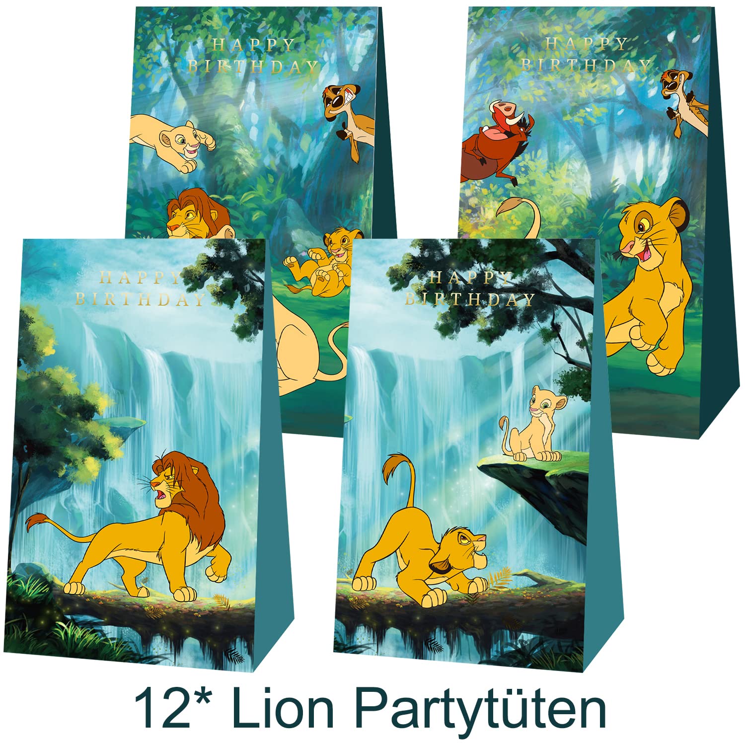 12 PCS Le Roi Lion Sac Cadeau Sac Papier Cadeau, Sac Papier Kraft Anniversaire Animaux, Le Roi Lion Sac En Papier, Le Roi Lion Sacs En Papier Kraft, Pour Vacances Mariage Anniversaire