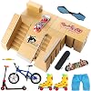 Finger Skateboard Ramp Set 16 Pcs - Pro Fingerboard Mini Skatepark Kit 5 Pieces & Finger Toys Set Including Finger Boards Scooters Skates Bikes Caster Boards Skateboards for Kids Gifts