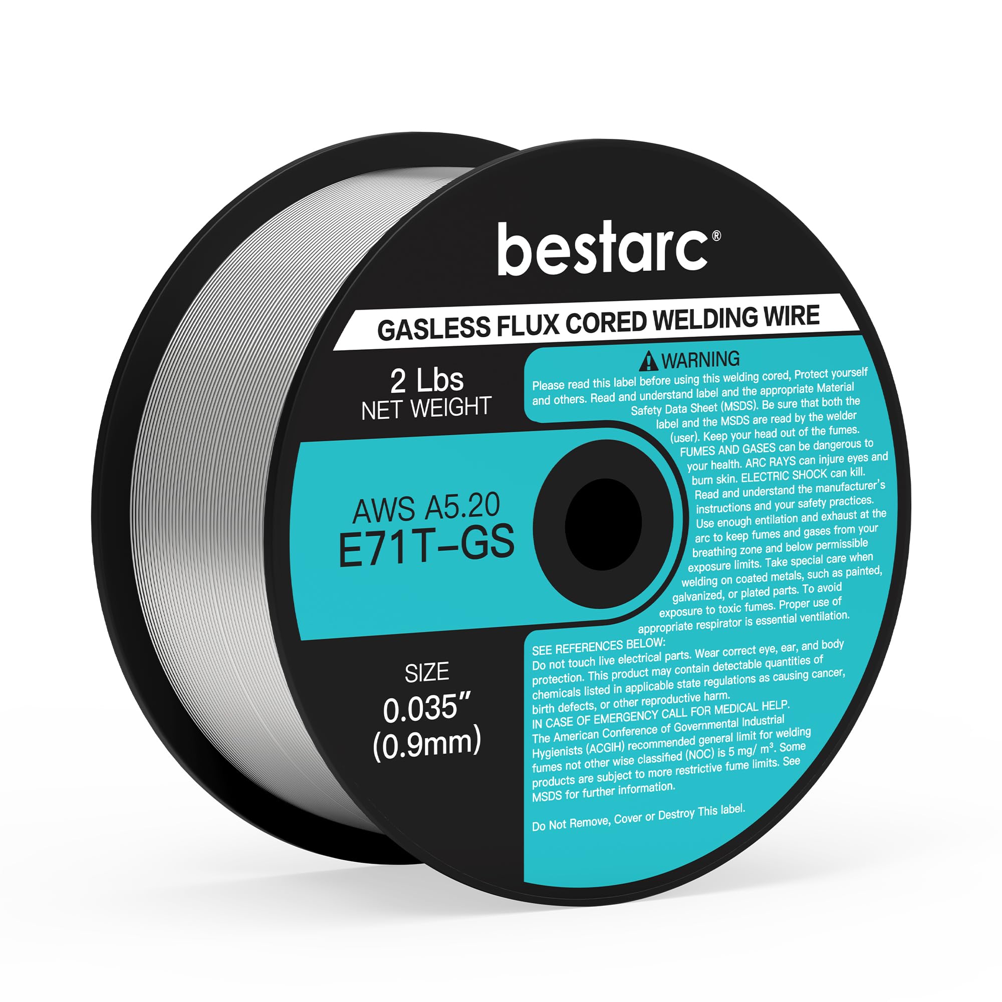 bestarcFlux Core Welding Wire, 0.035” E71T-GS Gasless MIG Wire, Mild Steel MIG Welding Wire with Low Splatter, 2-Pound Spool