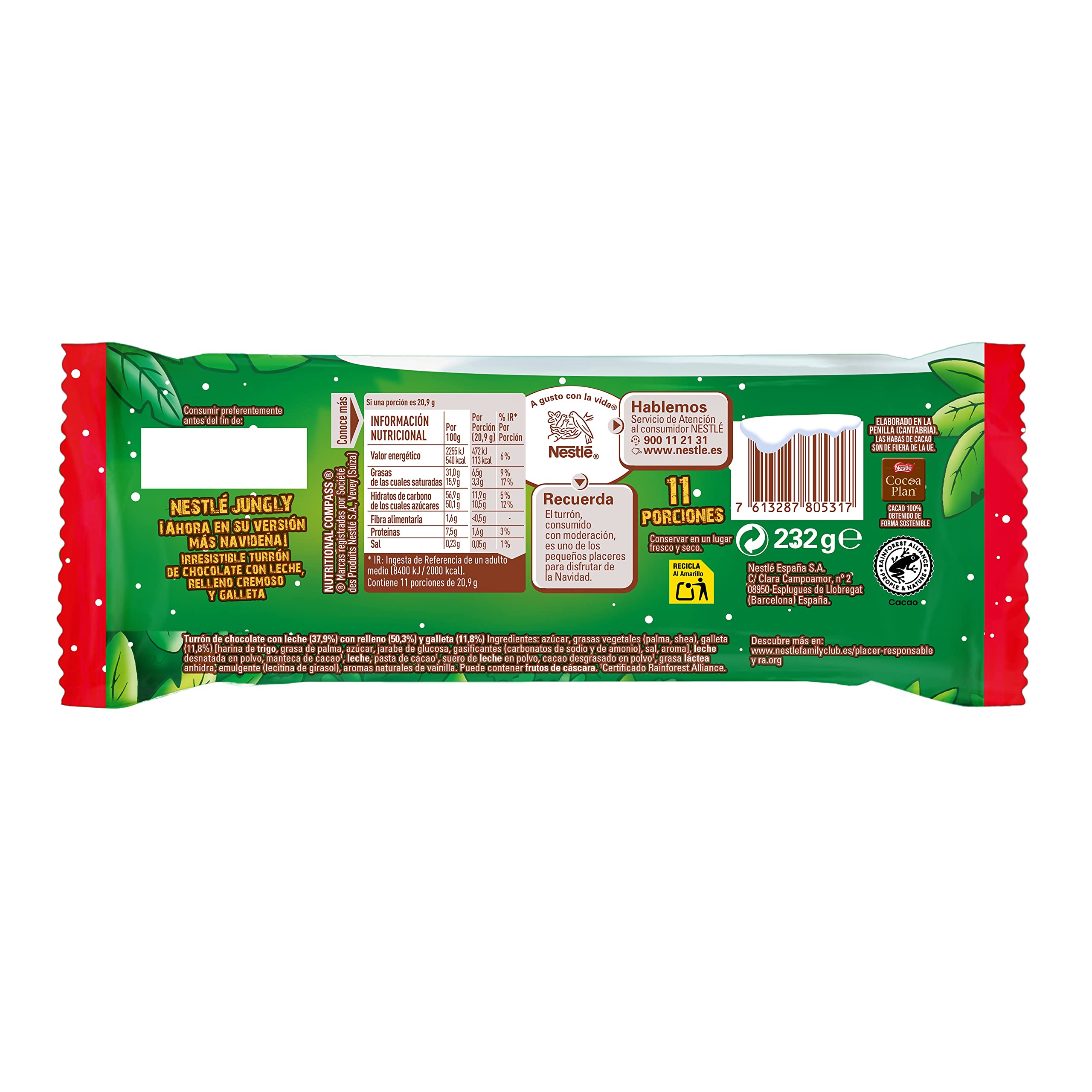 Nestlé Turrón Jungly chocolate con leche 12x232g