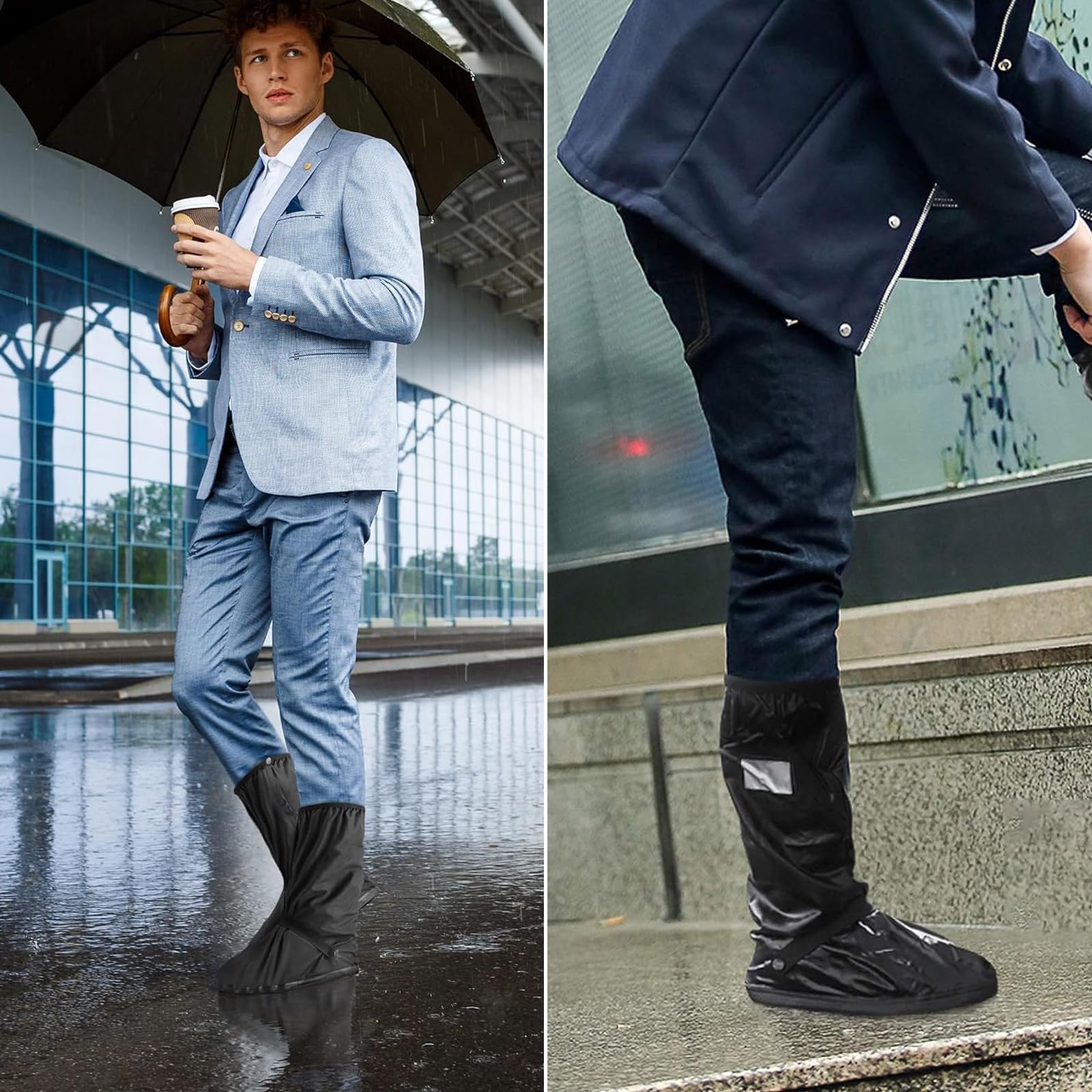 Copriscarpe Impermeabili Copriscarpe Riutilizzabili Copriscarpe Moto Copri Scarpe per Pioggia Copri Scarpe Impermeabili Pioggia con Riflettore,Adatto per Sport all'Aria Aperta,Ciclismo