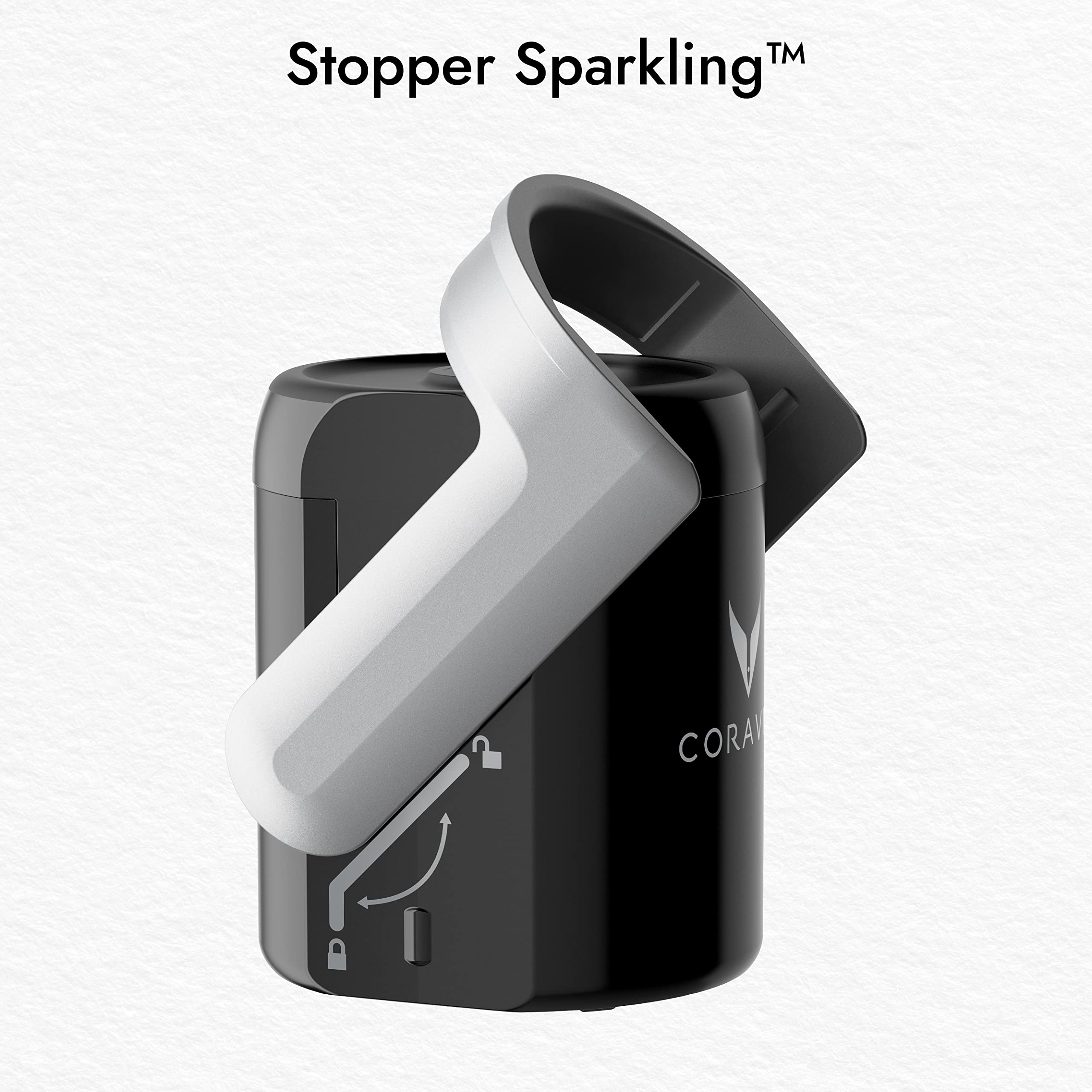 Tappi Coravin Sparkling | Versare più Champagne e Conserva la Freschezza del Tuo Vino Spumante Per Settimane 2 confezioni nere