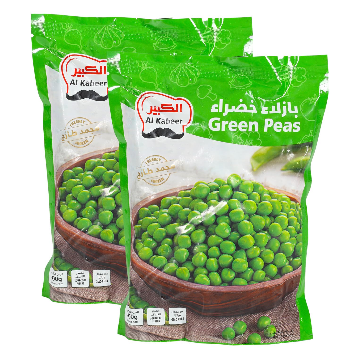 Al Kabeer Green Peas Value Pack, 2 x 400 g