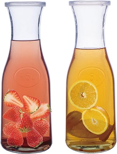 Jarra de agua de vidrio o vino con tapas 1 litro 3