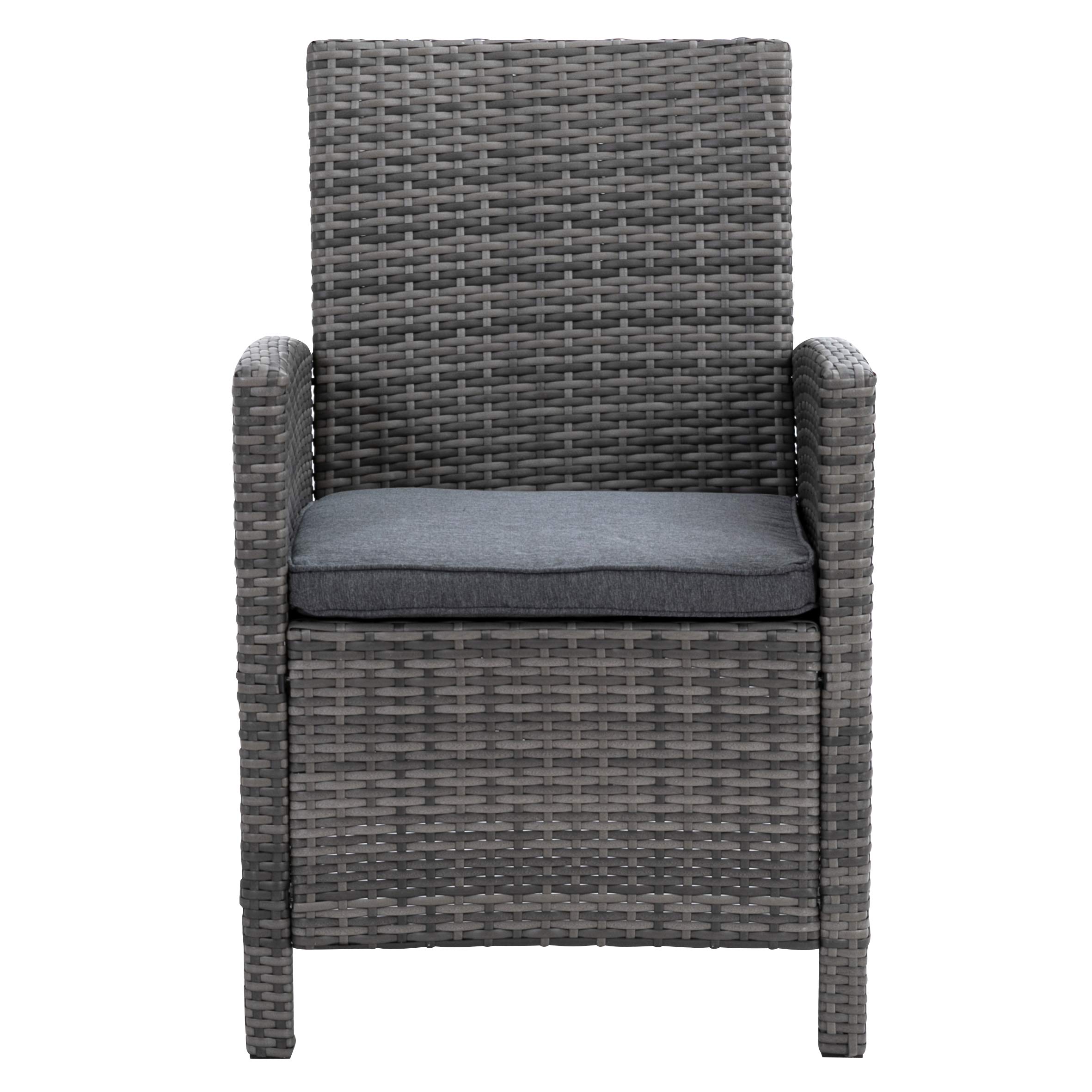 greemotion Fauteil de Jardin Tessin, Chaise de Jardin en Poly Rotin avec Accoudoirs, Fauteuil d’Extérieur Cadre en Aluminium, env. 65 x 90 x 59 cm, Gris