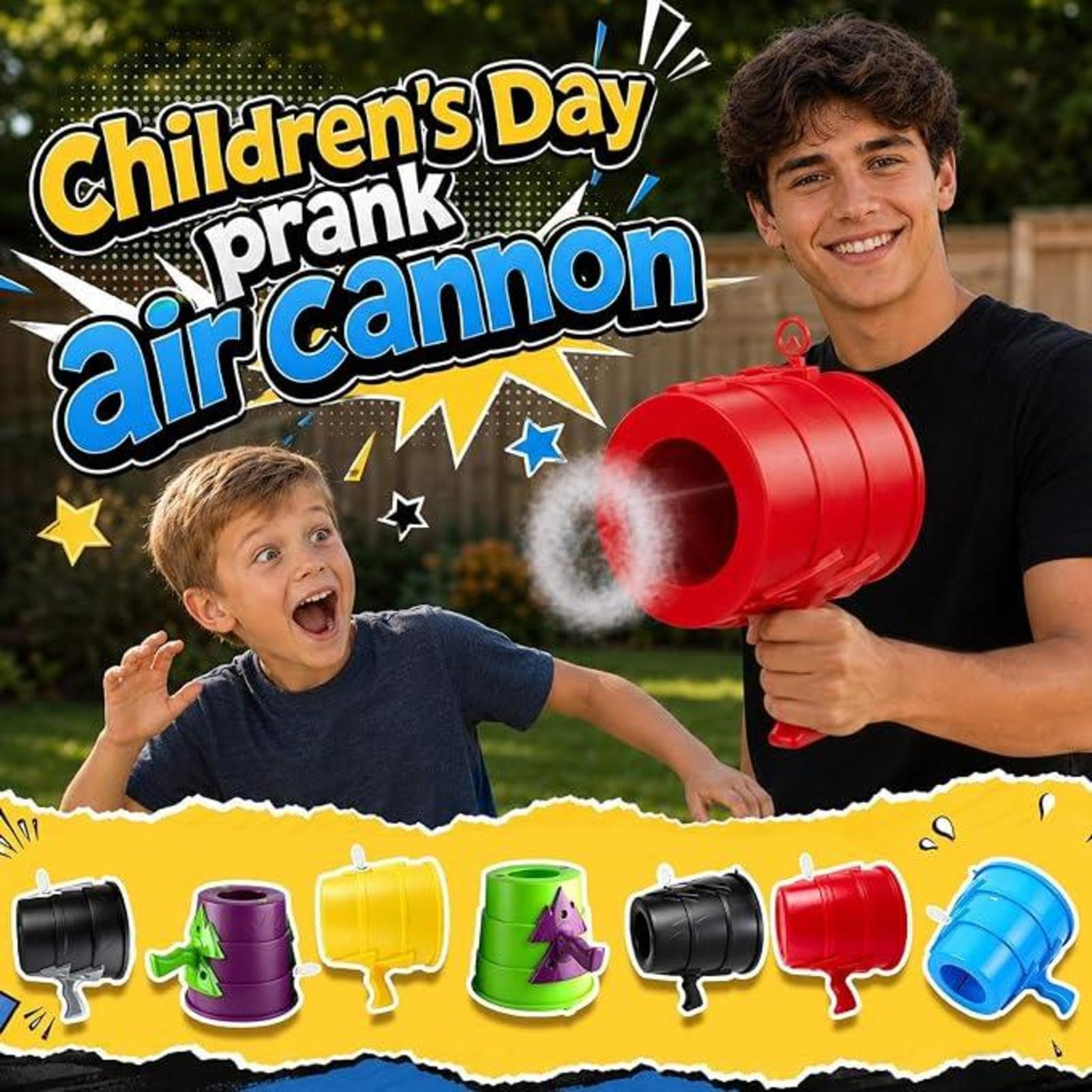 Air Cannon Toy Handheld Air Blastere Safe Party Prank Game, Blue, Refer to description - Image 2