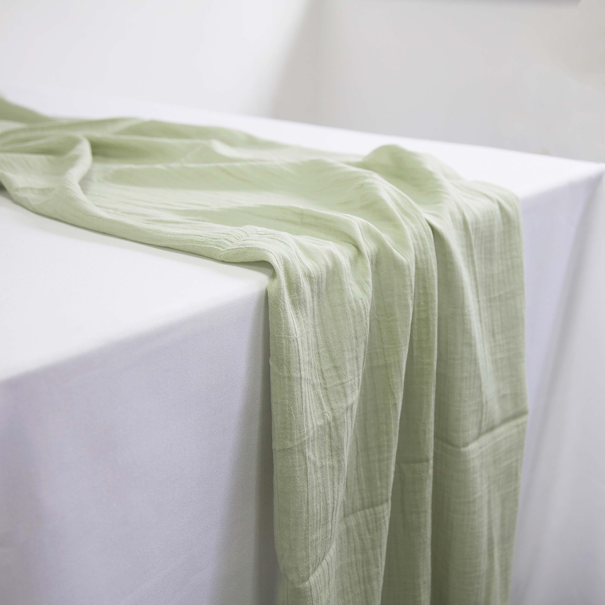 Decor Essentials Dusky Sage Cheesecloth Table Runner Rustic Wedding Bridal Baby Shower Drapery (Dusky Sage)