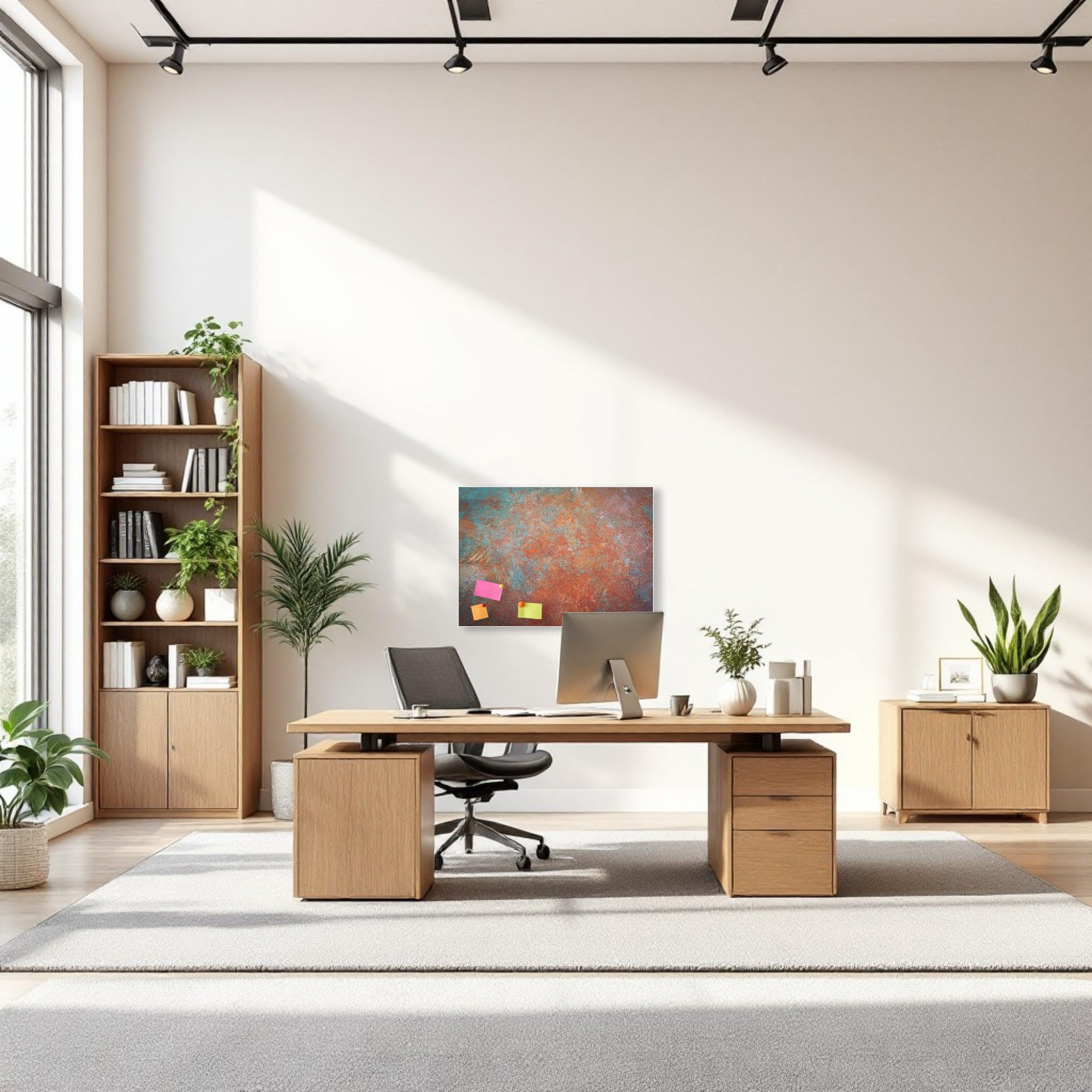 Tablero de Notas Magnético sin Marco – Elegante Tablero Metálico & Superficie de Borrado en Seco para Escritura, Organización y Decoración de Pared (Tamaño 60cm x 40cm)