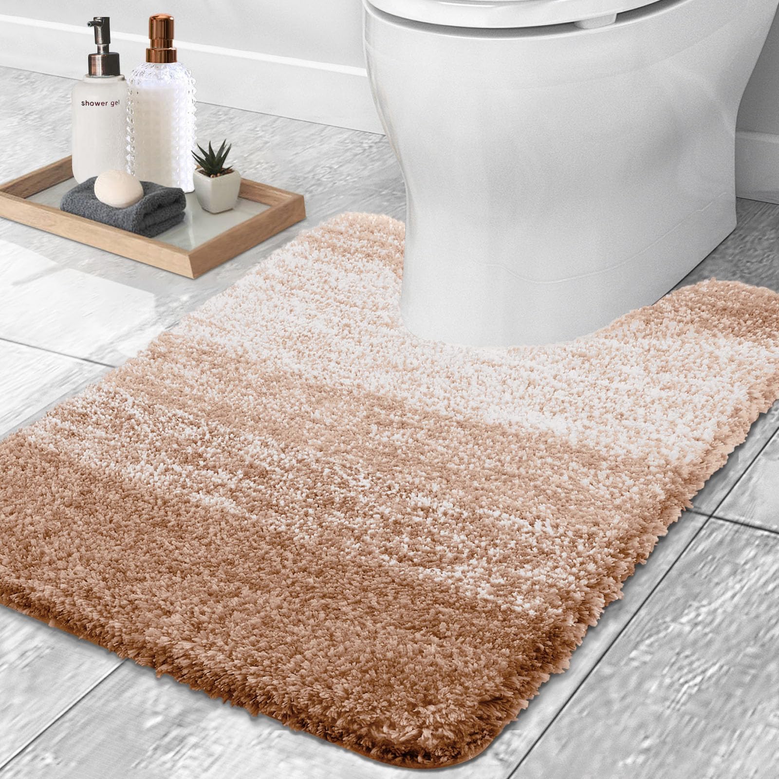 OLANLY Bathroom Rug and Toilet Rug UShaped, Bath Rug Size 24x16 and Toilet Rug Size