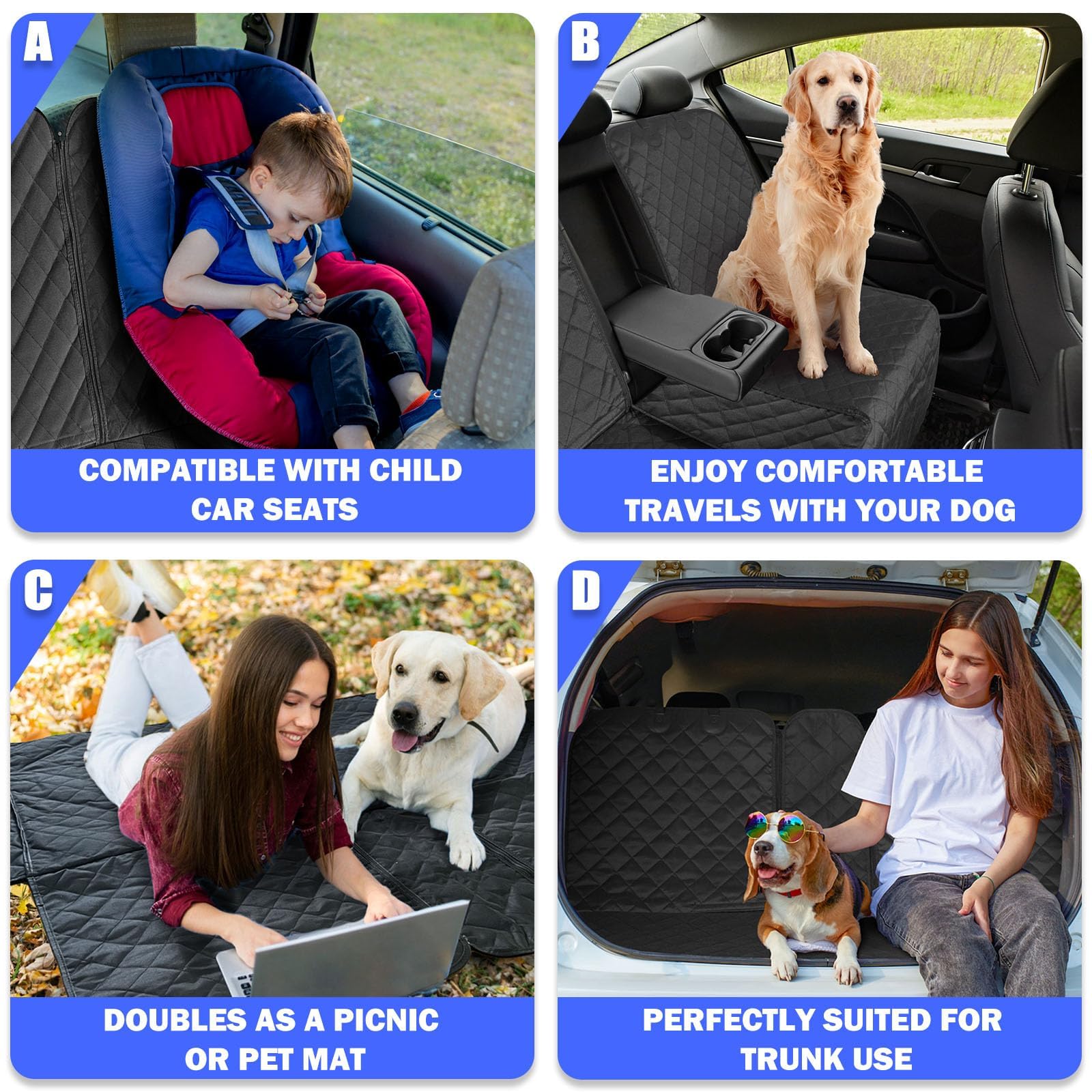 Housse de Siège Chien pour Nissan Navara NP300 D23 2014-2024 | Imperméable Protection Banquette Arrière Tapis Voiture
