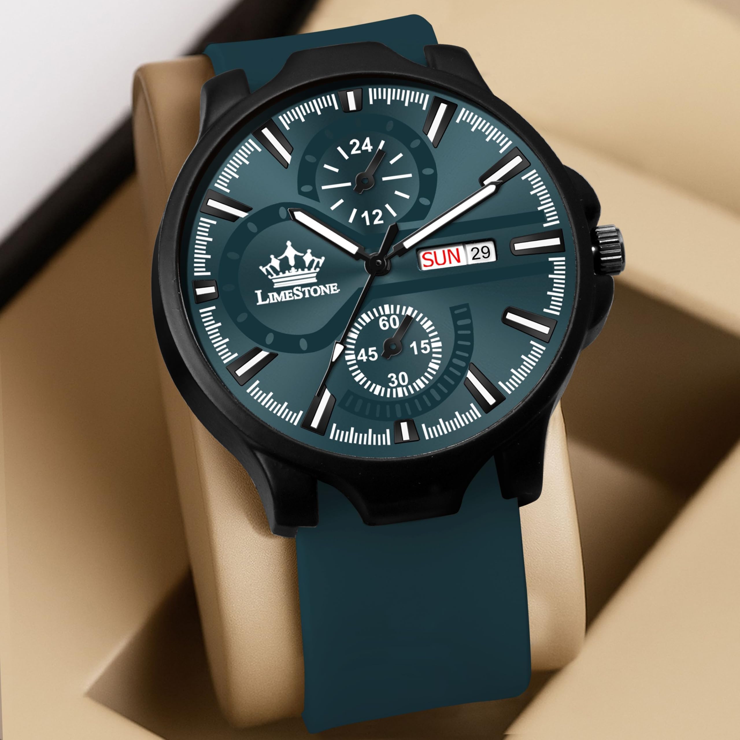 Men’s Analog Quartz Watch with Day & Date Display, Leather/Silicone Strap – Casual & Formal Wrist Watch for Men-image-39