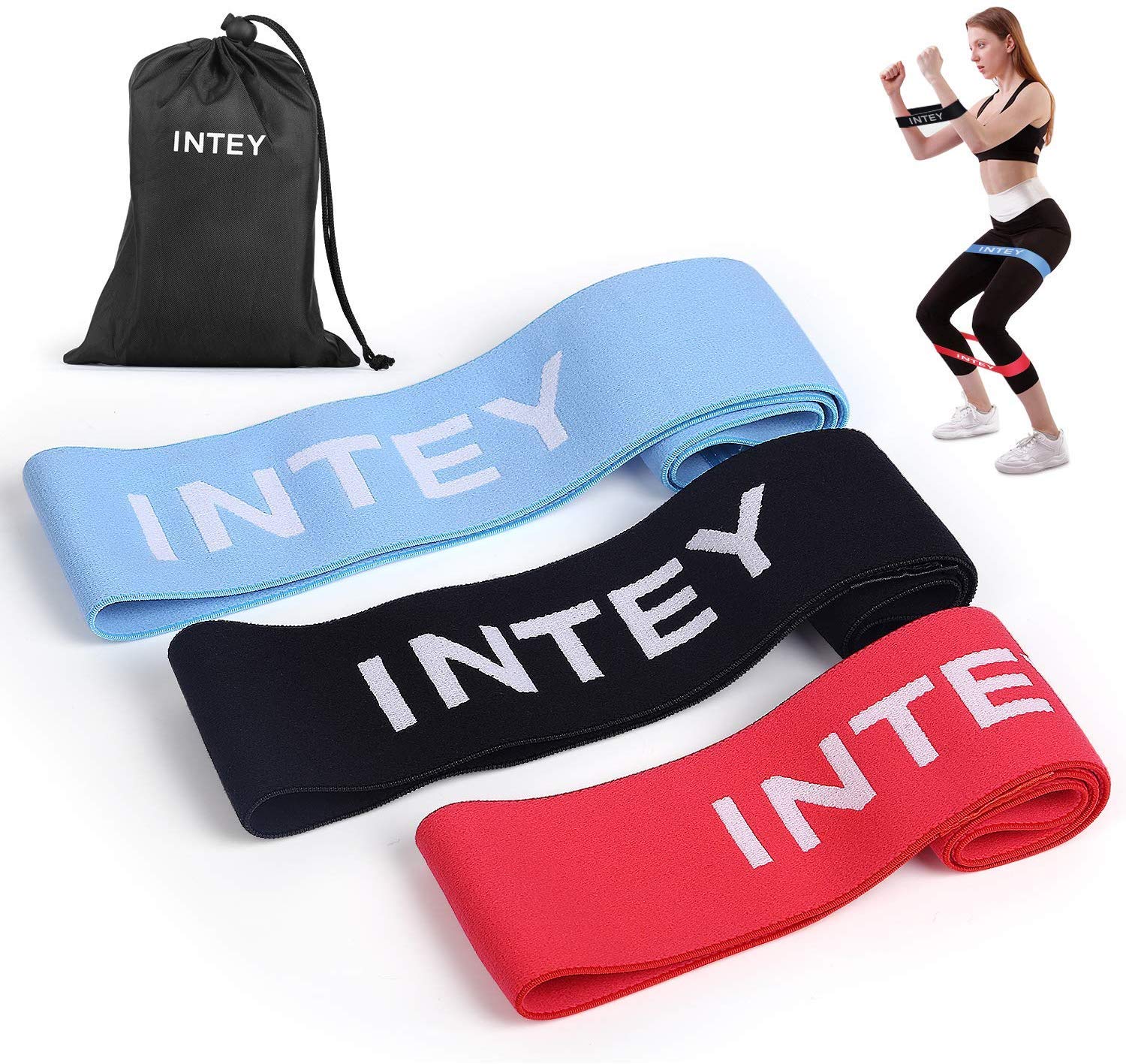 INTEY Resistance Bands for Legs and Butt,Exercise Bands Set Booty Bands Hip Bands Wide Workout Bands Sports Fitness Bands Resistance Loops Band (Set 3)