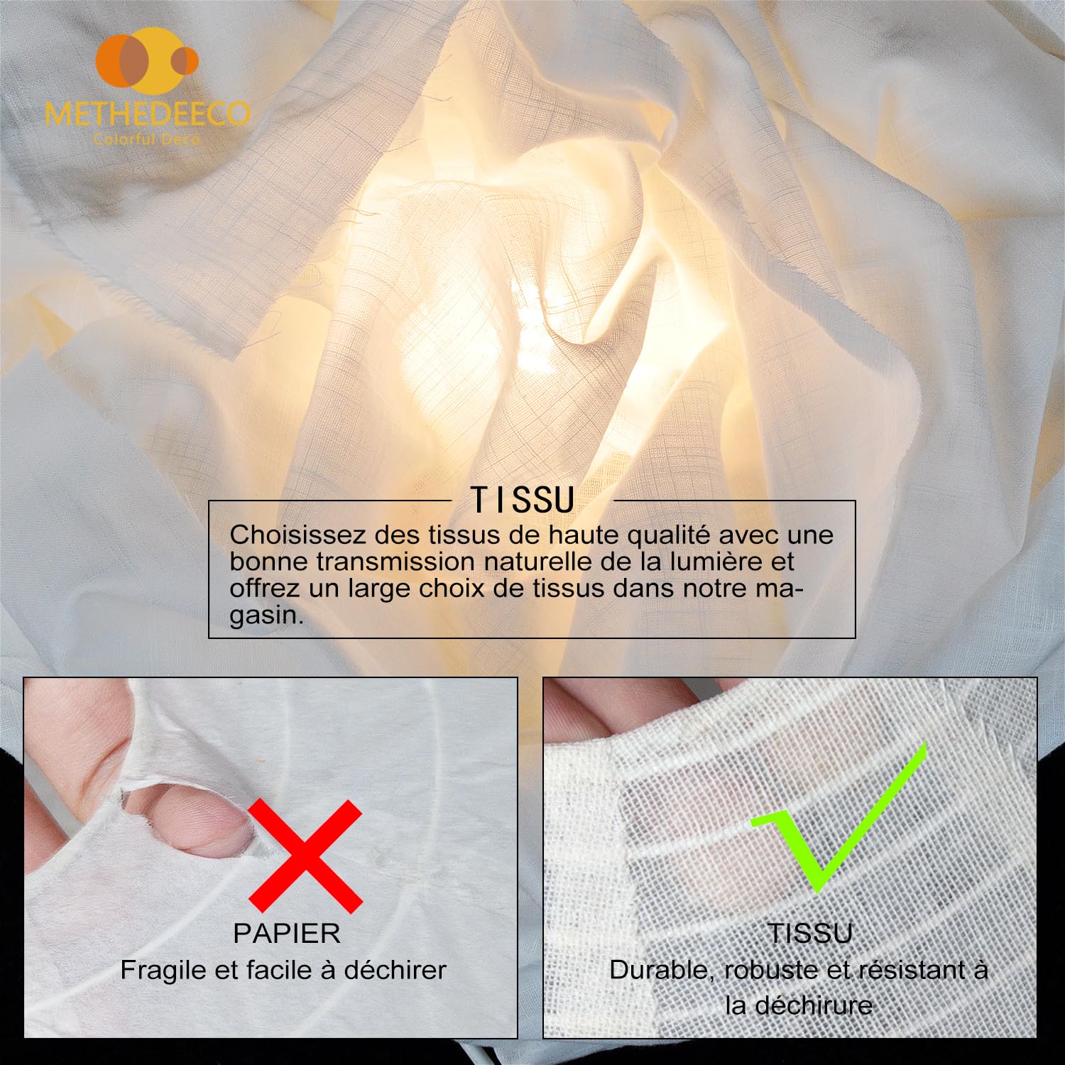 METHEDEECO Lot de 2 Abat-Jour Suspension Montgolfière en Tissu, 34 x 55 cm, Blanc Suspension luminaire enfant faite main, Décoration Chambre Bébé et Enfant, Diffusion Douce de la Lumière