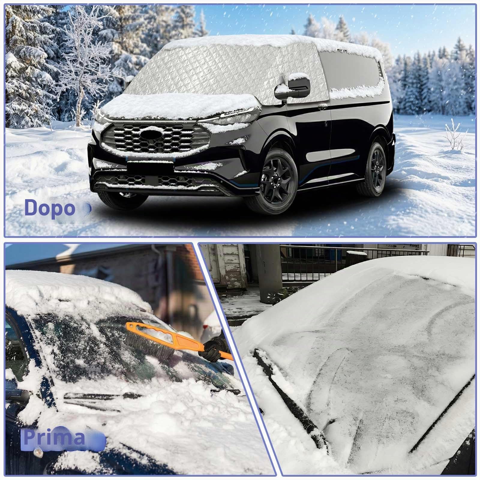 Copertura per parabrezza compatibile con VW New Transporter (2024-2026) | Ford Transit Custom & Tourneo Custom (2023-2026) | Protezione solare e dal gelo per 4 stagioni | Protezione termica contro le