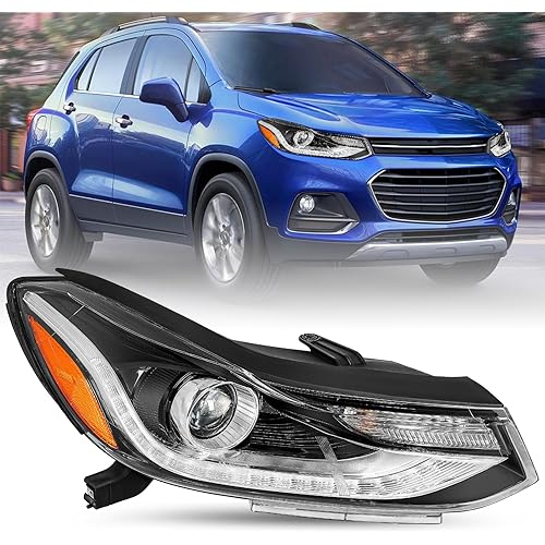 JSBOYAT Fits for 2017-2022 Chevy TRAX Headlights Replacement Projector with LED DRL Factory Headlamp Assembly OE Style Black Housing Front Lamp Right Passenger Side