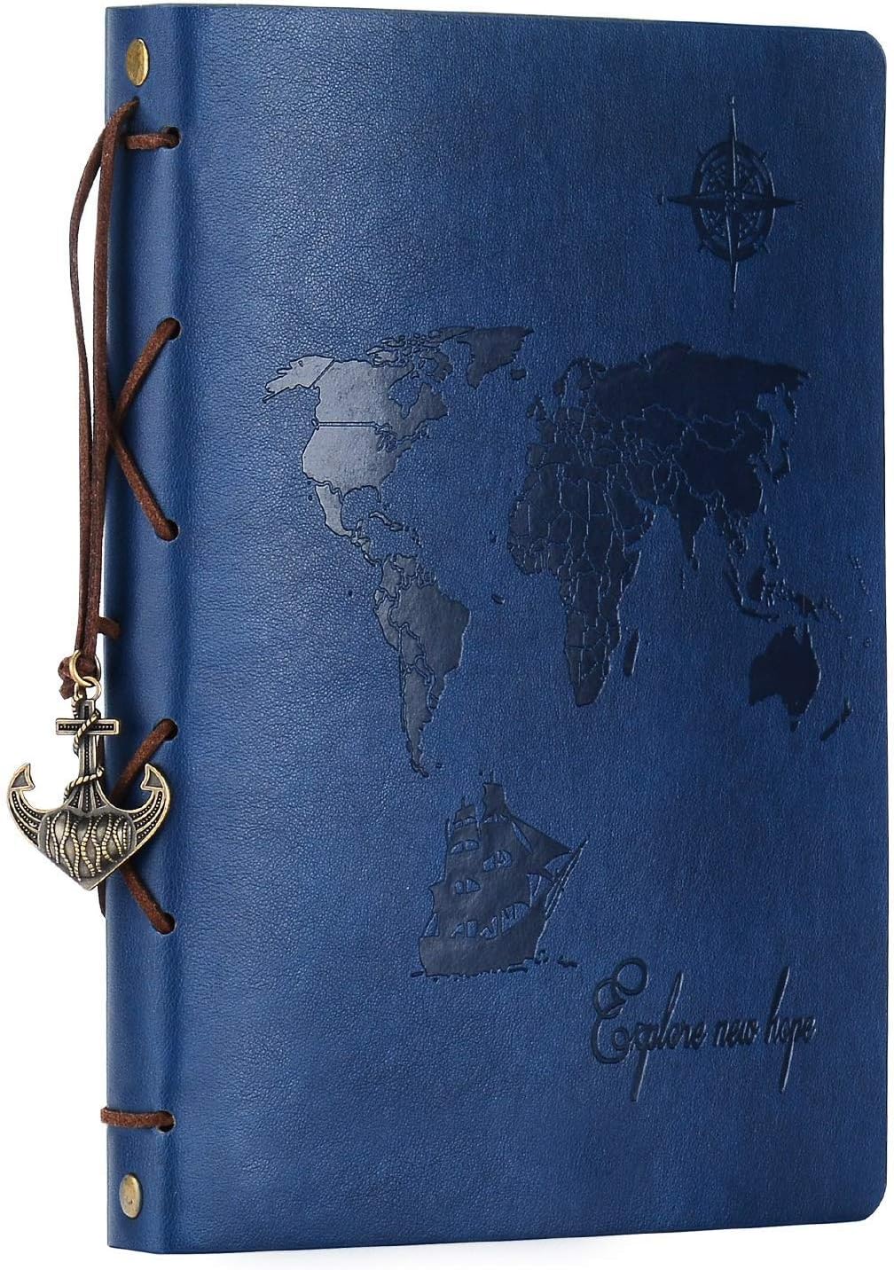 ZEEYUAN Scrapbook Album Travelling Journal Scrap Books Leather Photo Album Vintage DIY Memory Photos Book 60 Pages Adventure Scrapbook Photo Book