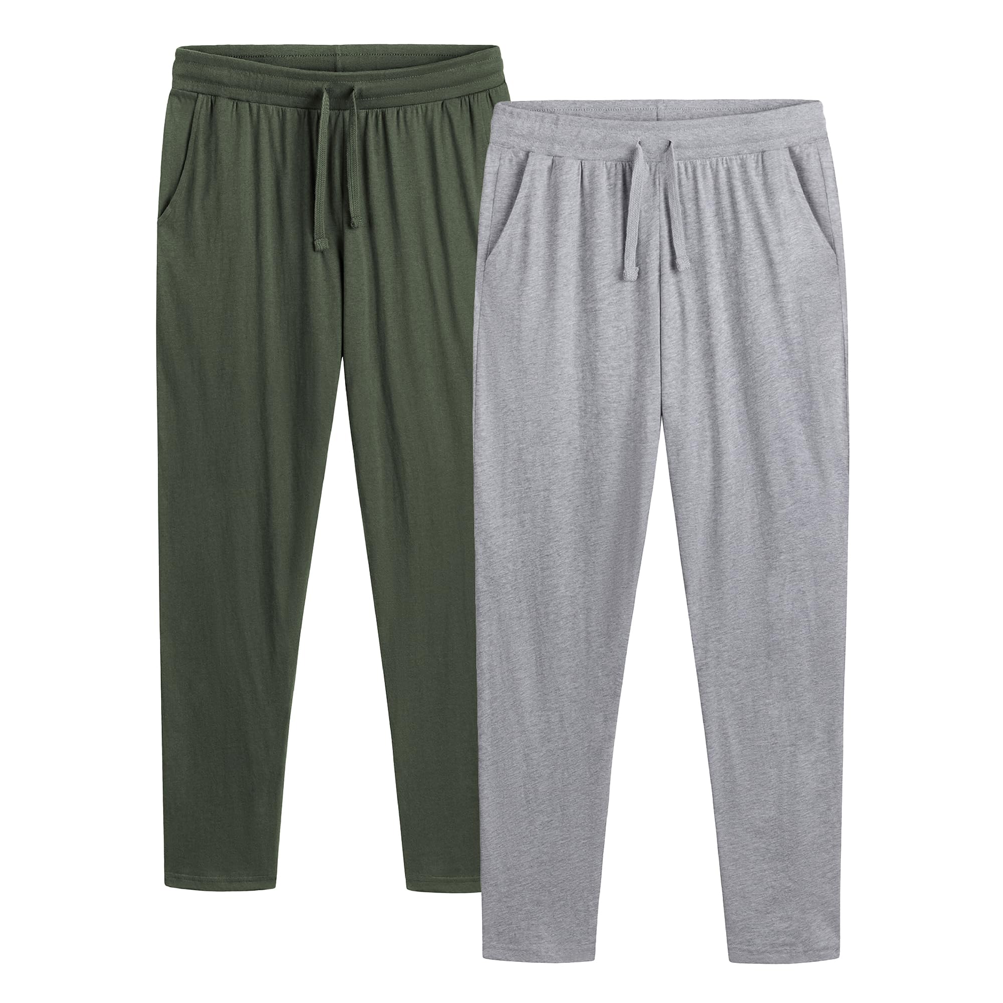The Essentials Wardrobe Men's Khaki/Grey 2Pk Lounge Pants - Open Leg - Xx Large