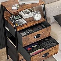 Vista 14 de Cómoda con 4 cajones, torre de almacenamiento de tela para dormitorio, cajones de almacenamiento de ropa blanca, organizador vertical de armario